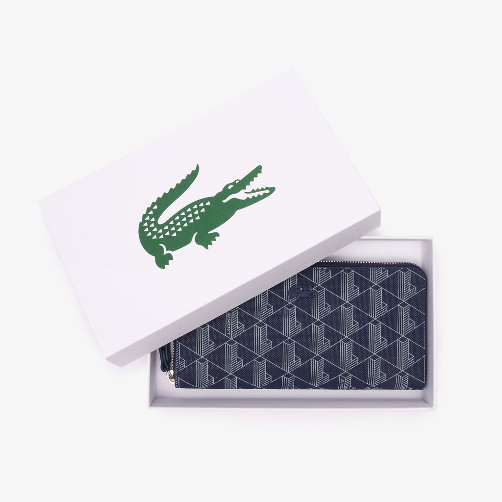 Ví Lacoste Nữ Cỡ Lớn Có Khoá Kéo Họa Tiết Monogram