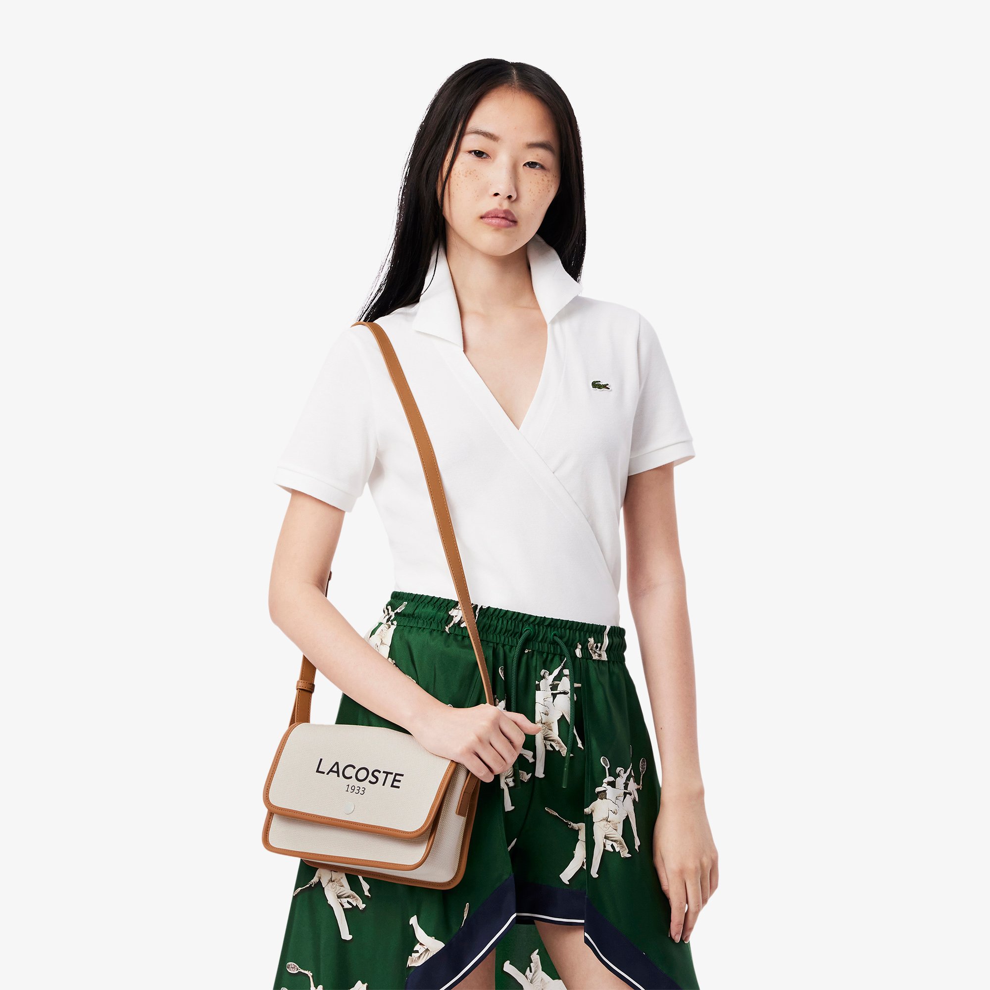 Túi Đeo Chéo Lacoste Nữ Heritage Chất Liệu Canvas Có Nắp Gập