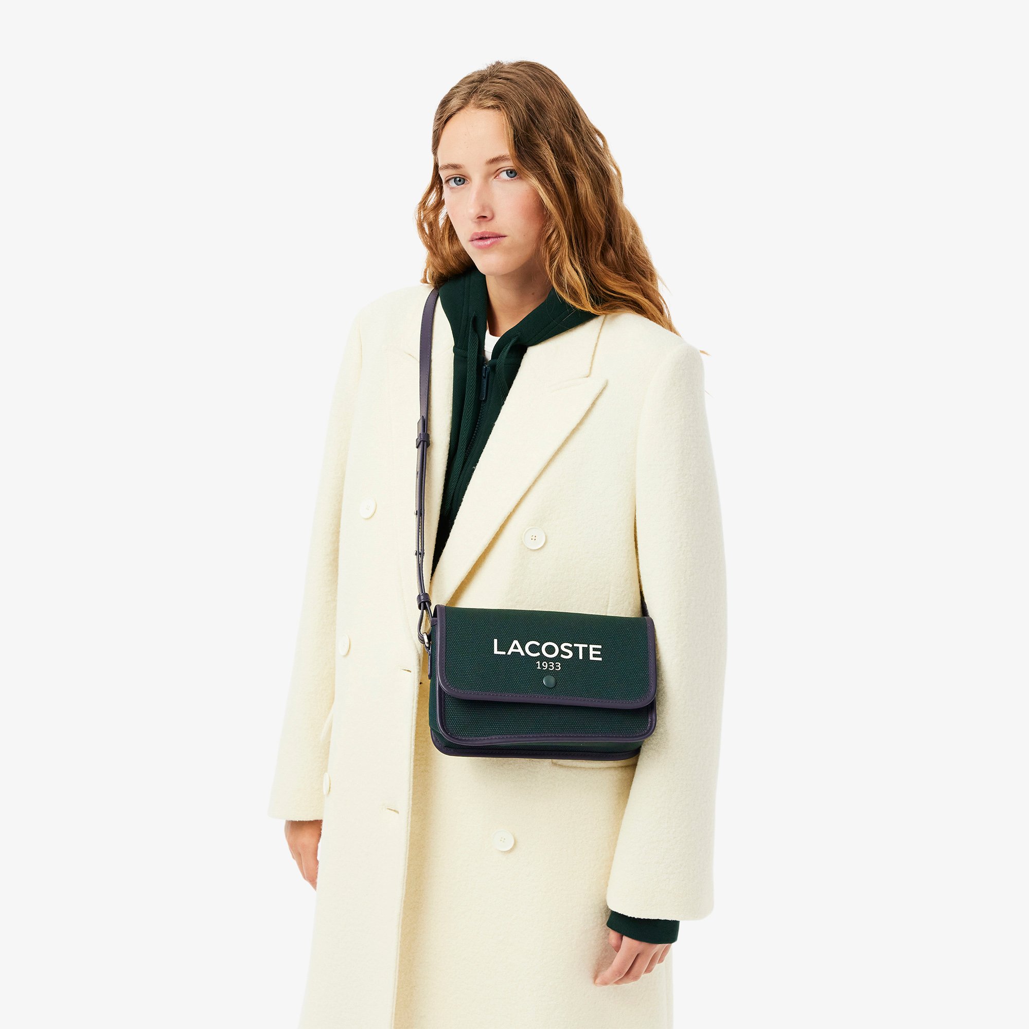 Túi Đeo Chéo Lacoste Nữ Heritage Chất Liệu Canvas Có Nắp Gập