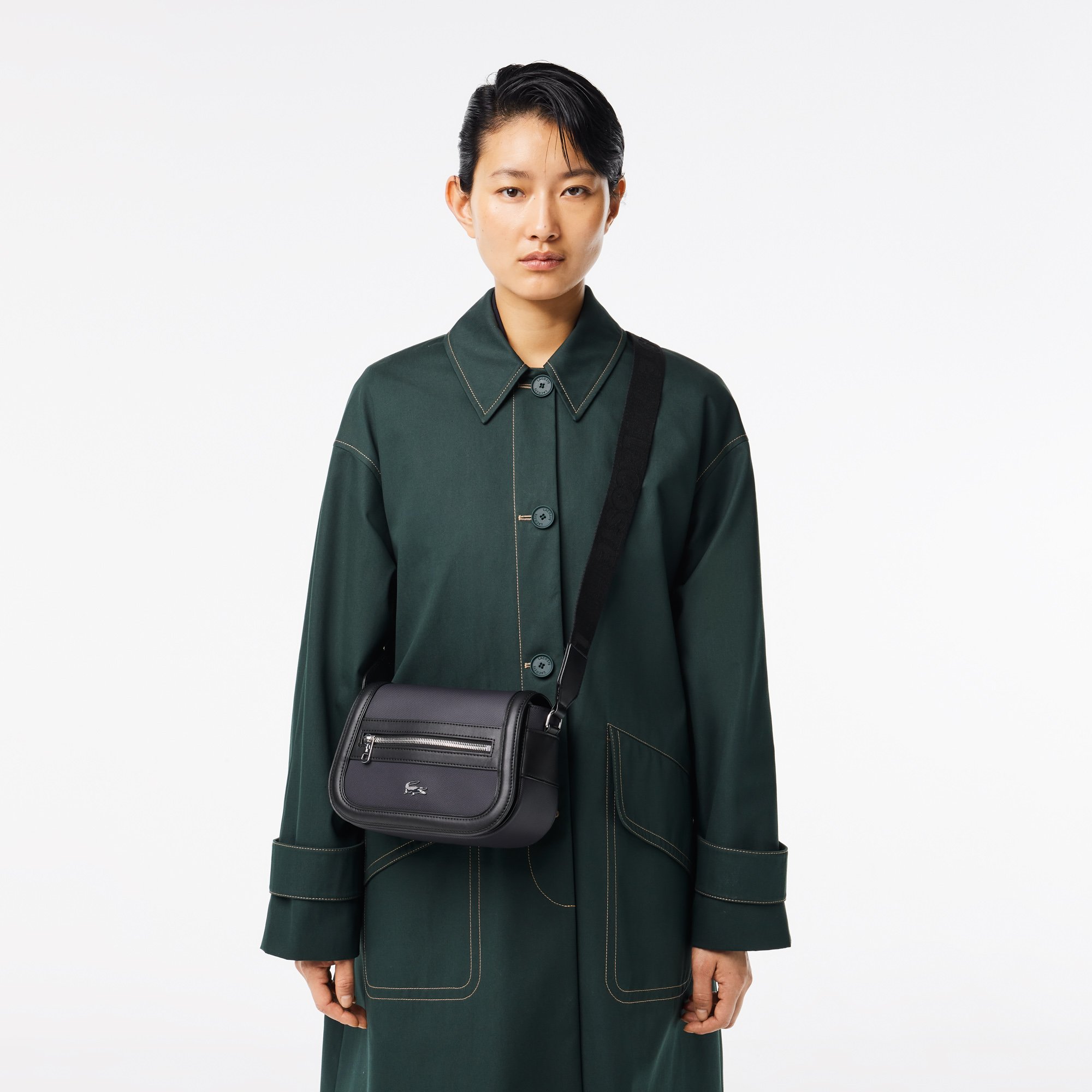 Túi Đeo Chéo Lacoste Nữ Nilly Chất Liệu Petit Piqué Có Nắp Gập