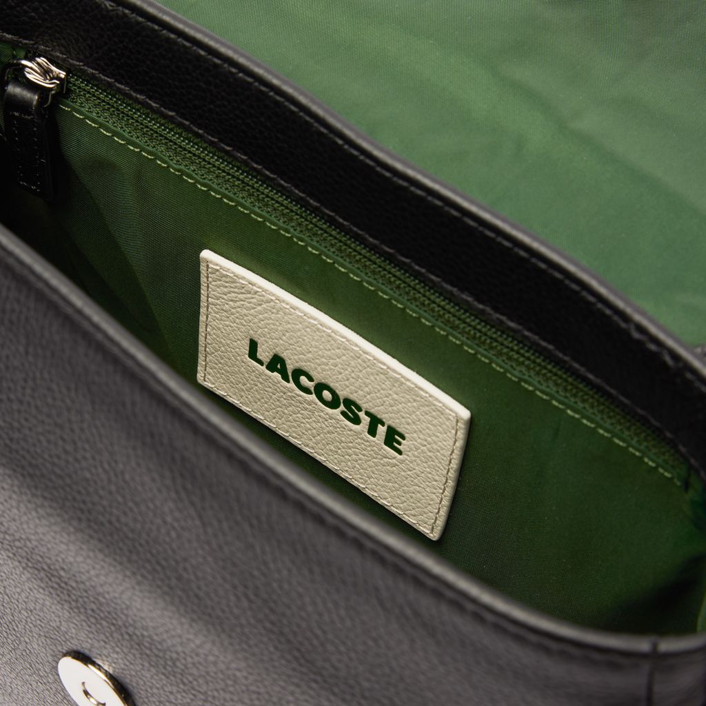 Túi Đeo Chéo Lacoste Nữ City Court Chất Liệu Da Grain Có Nắp Đóng