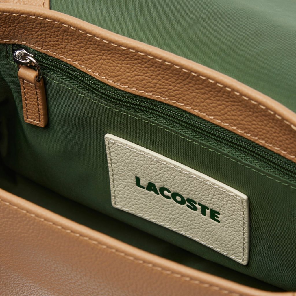 Túi Đeo Chéo Lacoste Nữ City Court Chất Liệu Da Grain Có Nắp Đóng