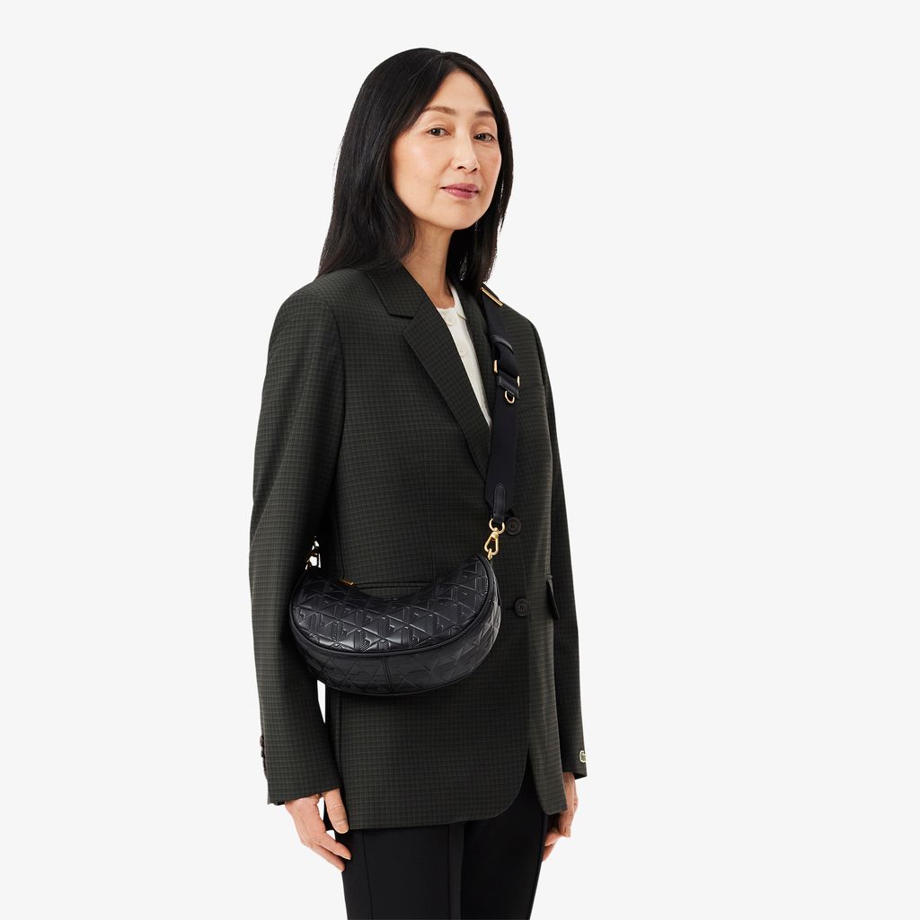 Túi Đeo Vai Bán Nguyệt Lacoste Nữ Maheki Dập Nổi Chất Liệu Da