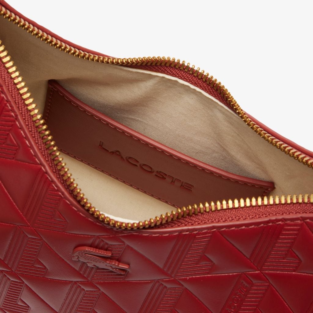 Túi Đeo Vai Bán Nguyệt Lacoste Nữ Maheki Dập Nổi Chất Liệu Da