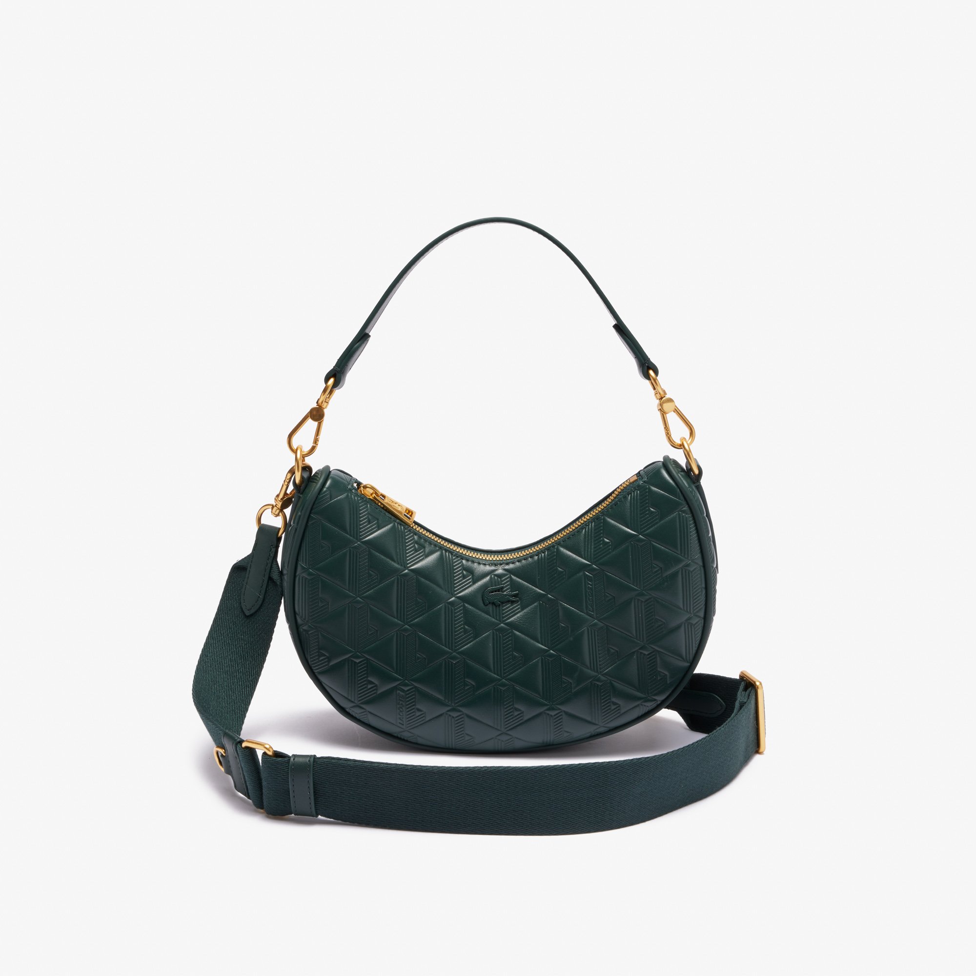 Túi Đeo Vai Bán Nguyệt Lacoste Nữ Maheki Dập Nổi Chất Liệu Da