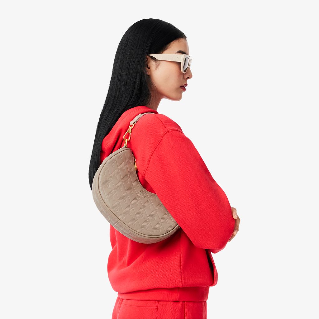 Túi Đeo Vai Bán Nguyệt Lacoste Nữ Maheki Dập Nổi Chất Liệu Da