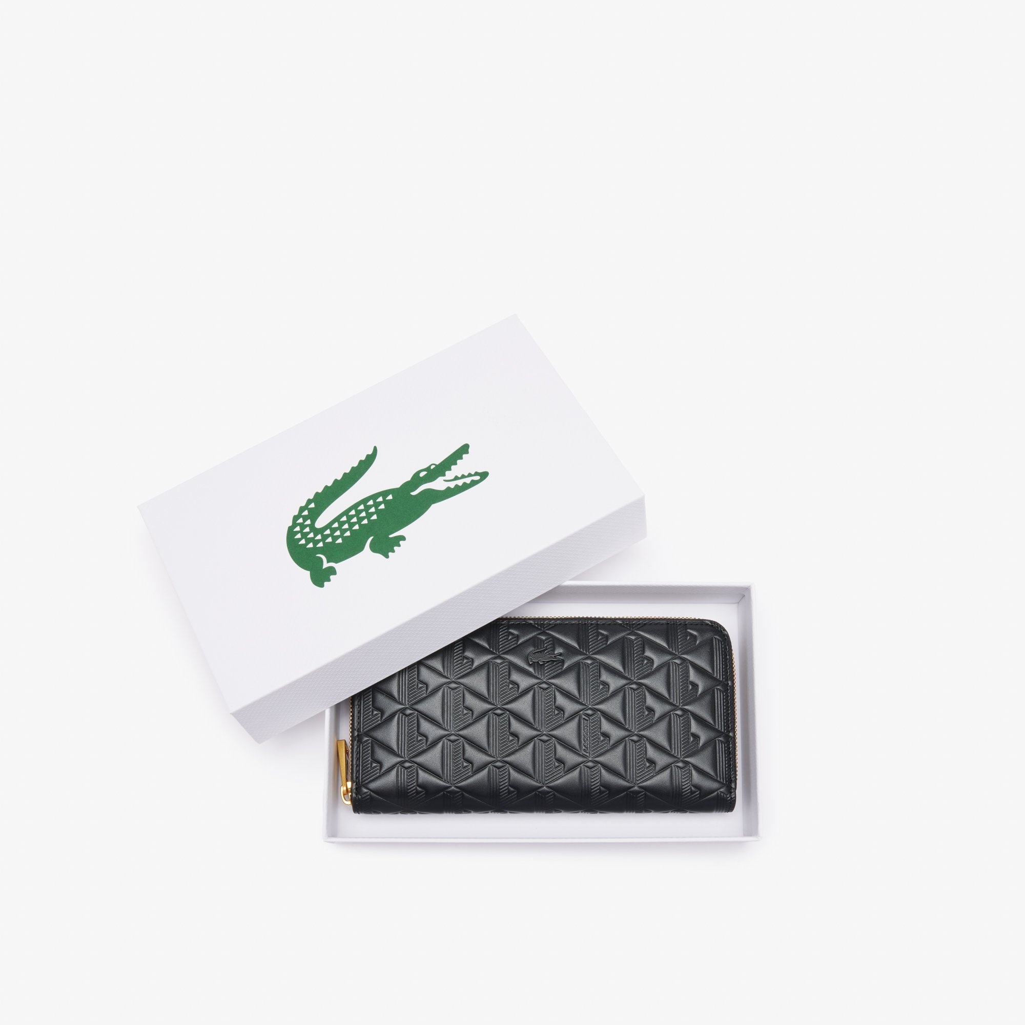Ví Lacoste Nữ Maheki Có Khóa Kéo Dập Nổi Chất Liệu Da