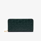 Ví Lacoste Nữ Maheki Có Khóa Kéo Dập Nổi Chất Liệu Da