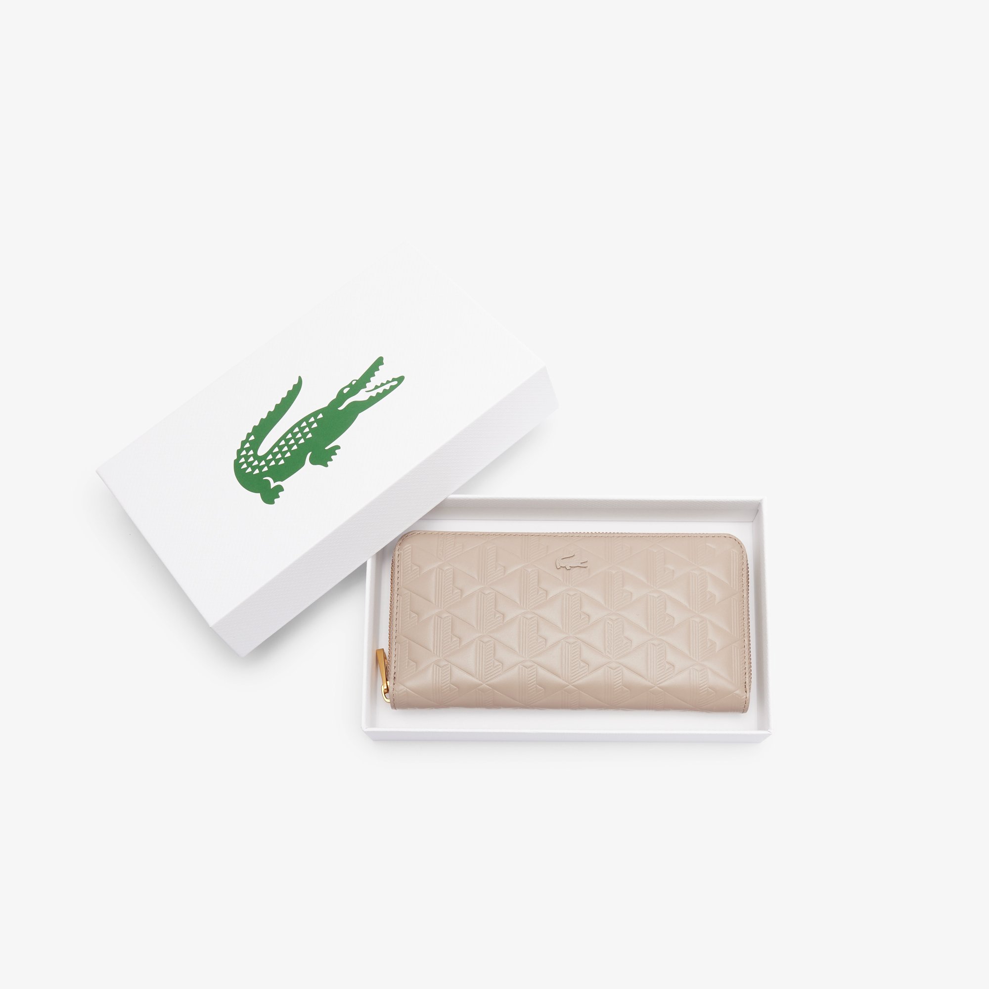 Ví Lacoste Nữ Maheki Có Khóa Kéo Dập Nổi Chất Liệu Da