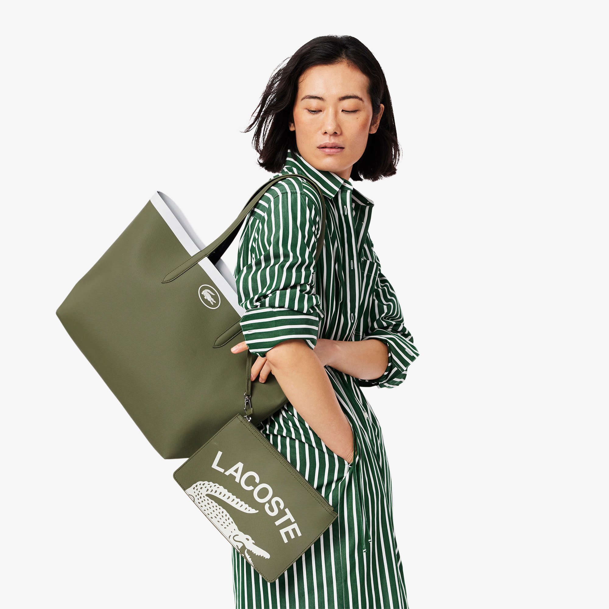 Túi Tote Lacoste Nữ Anna Đảo Chiều Có Khóa Kéo