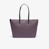 Túi Tote Lacoste Nữ L.12.12 Concept Họa Tiết Sọc Cỡ Lớn
