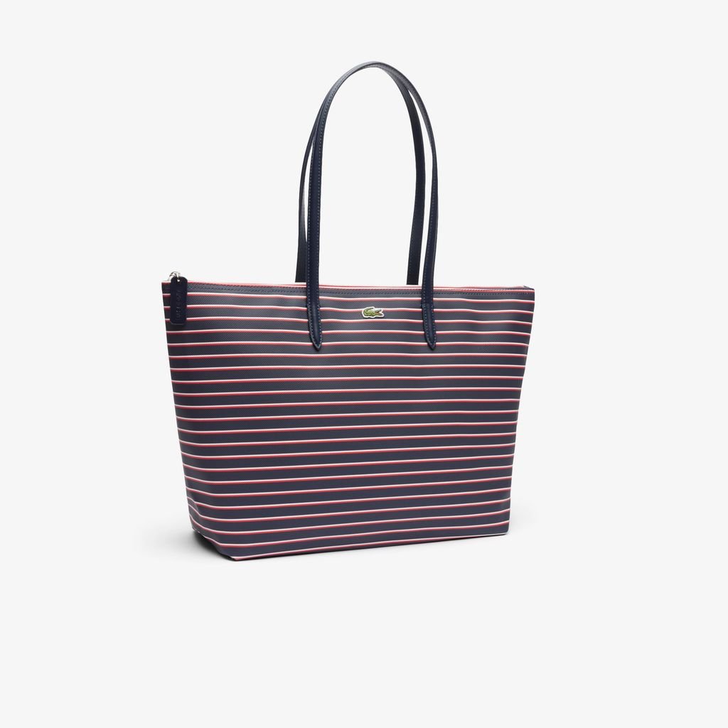 Túi Tote Lacoste Nữ L.12.12 Concept Họa Tiết Sọc Cỡ Lớn