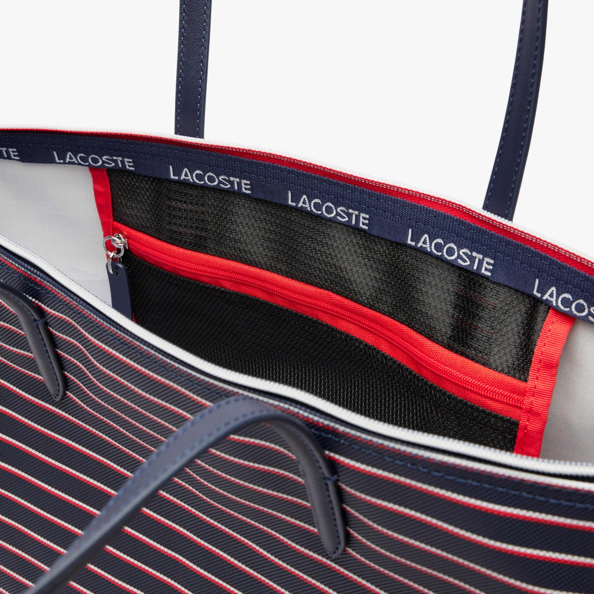 Túi Tote Lacoste Nữ L.12.12 Concept Họa Tiết Sọc Cỡ Lớn