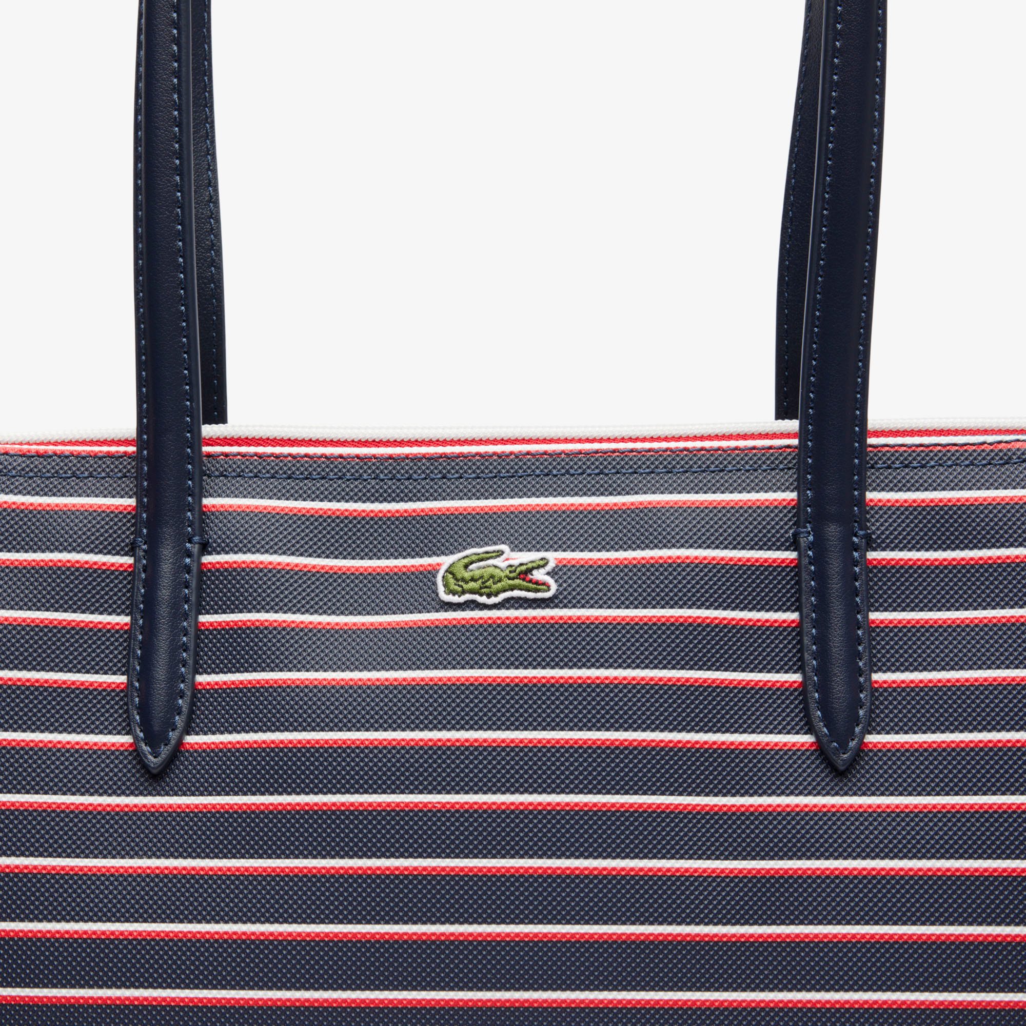 Túi Tote Lacoste Nữ L.12.12 Concept Họa Tiết Sọc Cỡ Lớn