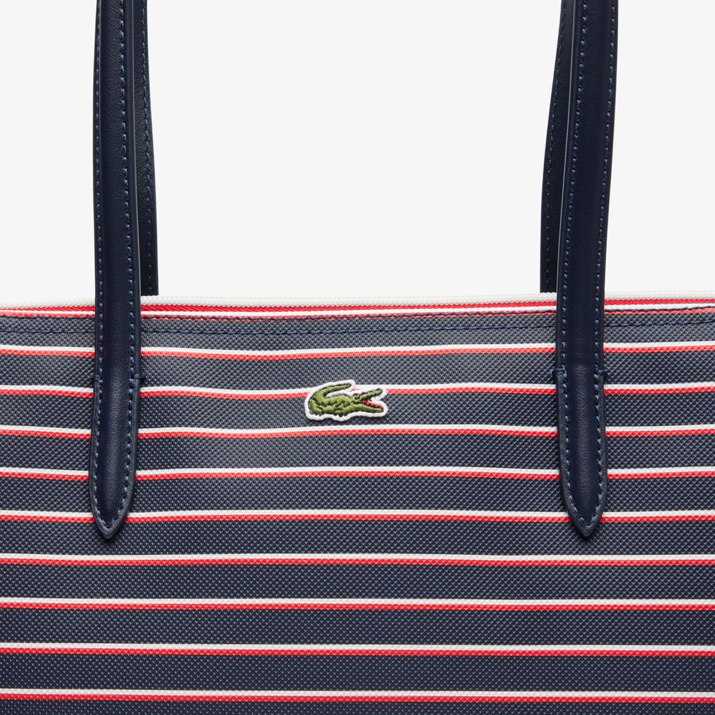 Túi Tote Lacoste Nữ L.12.12 Concept Họa Tiết Sọc Cỡ Lớn