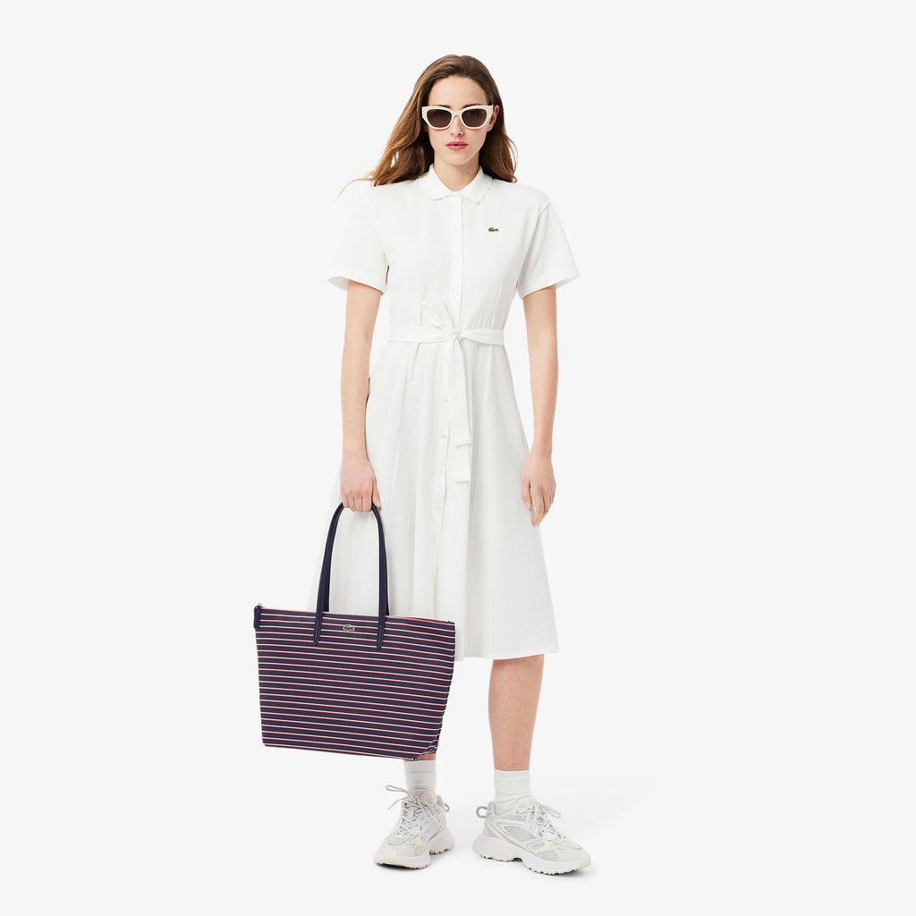 Túi Tote Lacoste Nữ L.12.12 Concept Họa Tiết Sọc Cỡ Lớn