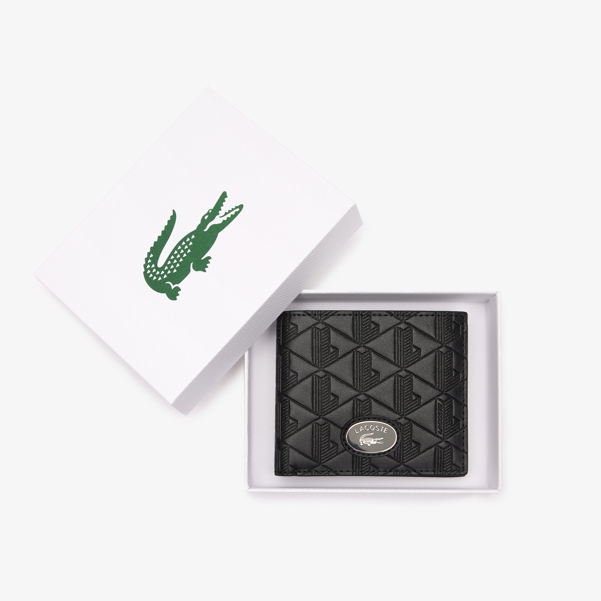 Ví Gấp Lacoste Nam Cỡ Vừa Hoạ Tiết Monogram Chất Liệu Da