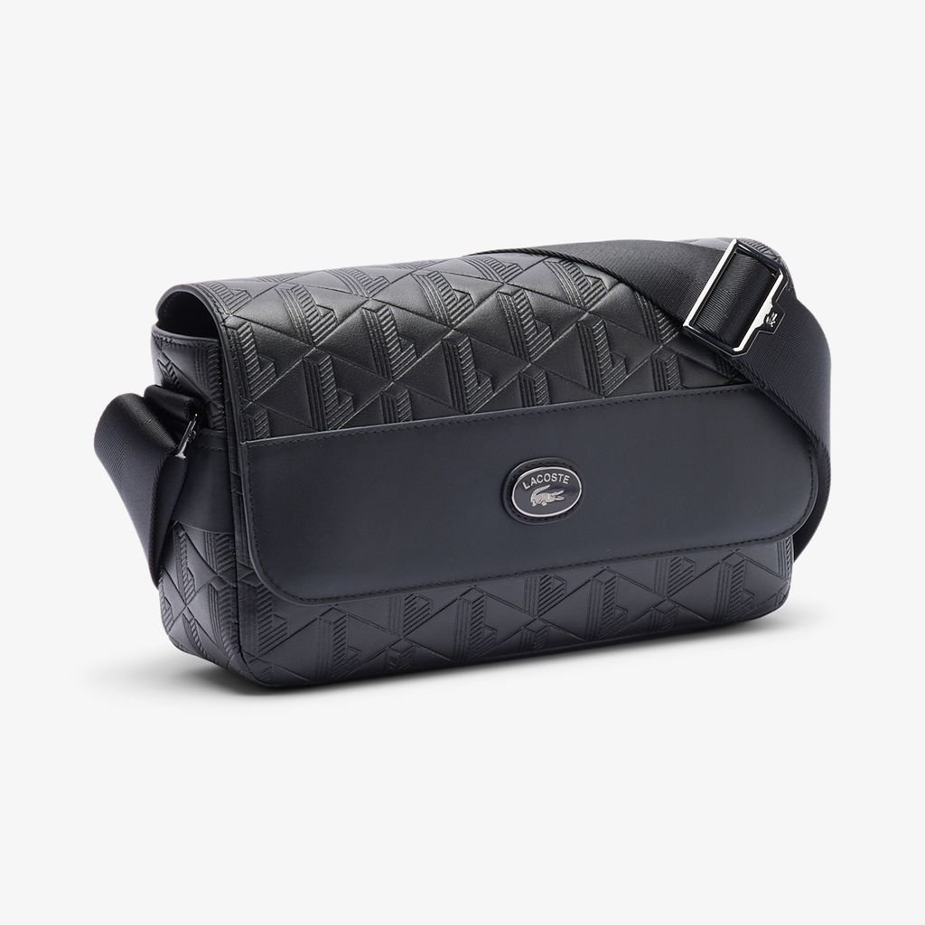 Túi Đeo Chéo Lacoste Unisex Nomogramme Chất Liệu Da Có Nắp Gập