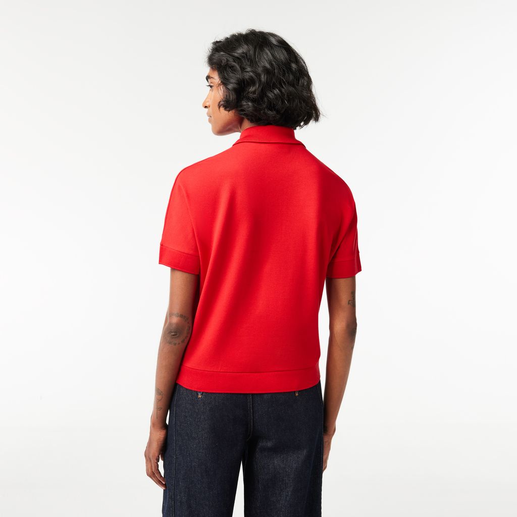 Áo Polo Lacoste Nữ Dáng Rộng Chất Liệu Piqué Flowy