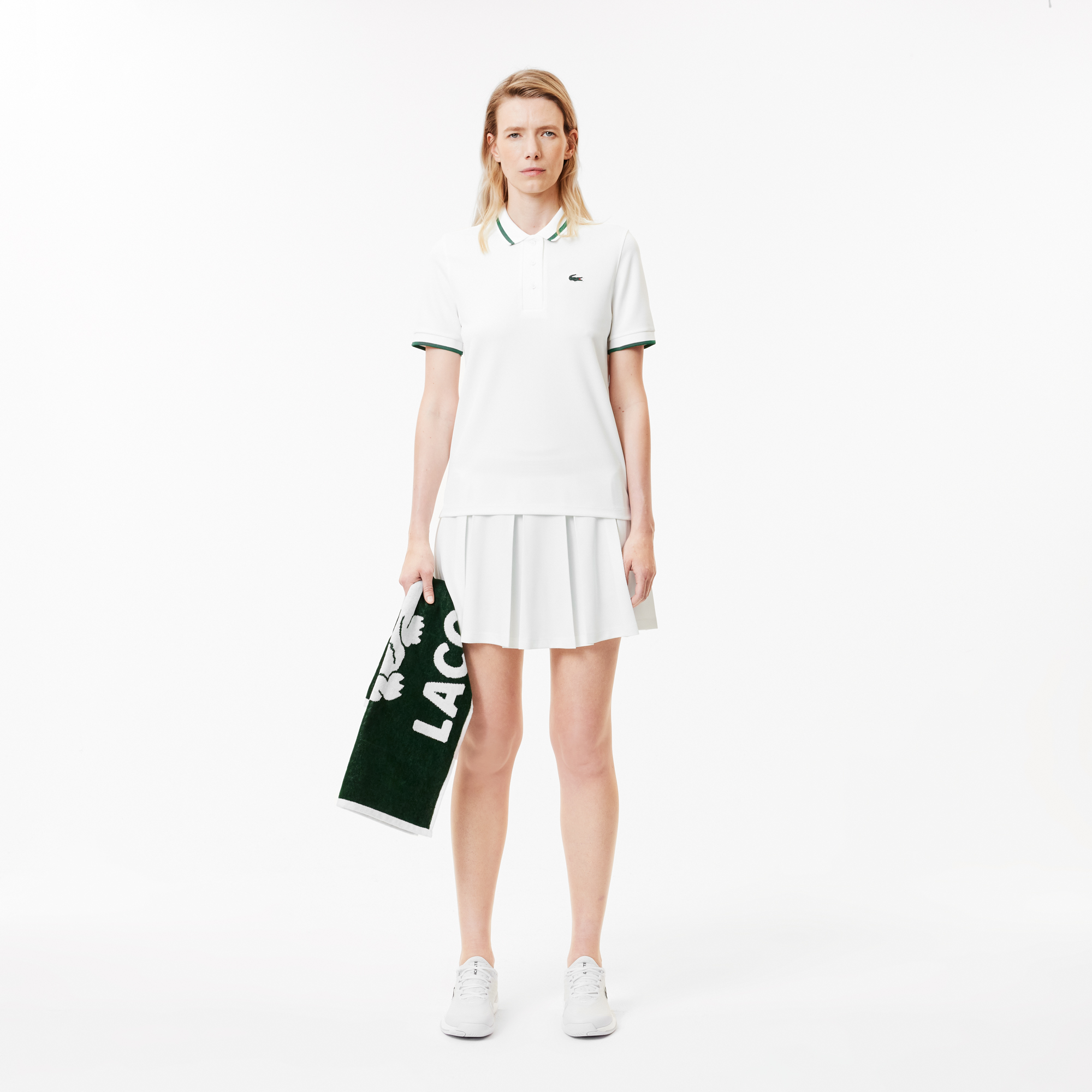 Áo Polo Tennis Lacoste Nữ Cổ Sọc Chống Tia Cực Tím