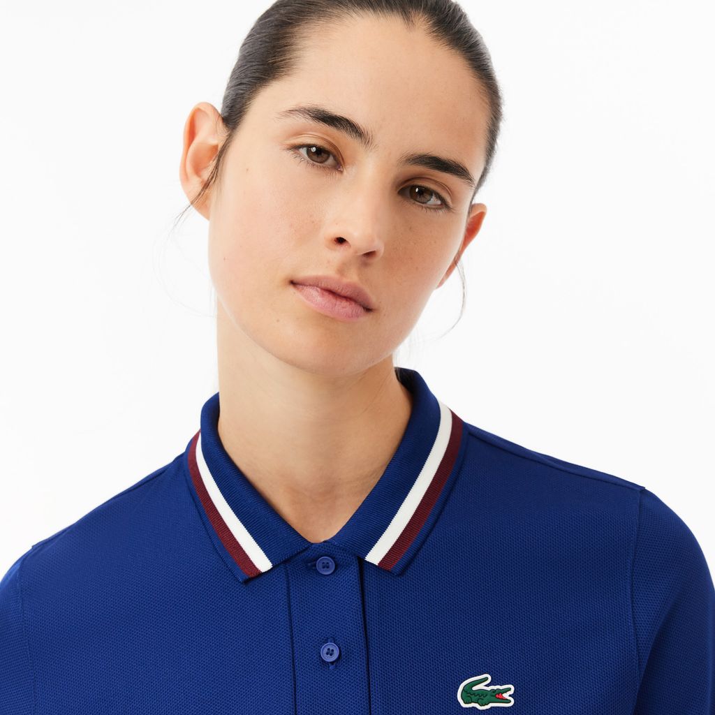 Áo Polo Tennis Lacoste Nữ Cổ Sọc Chống Tia Cực Tím