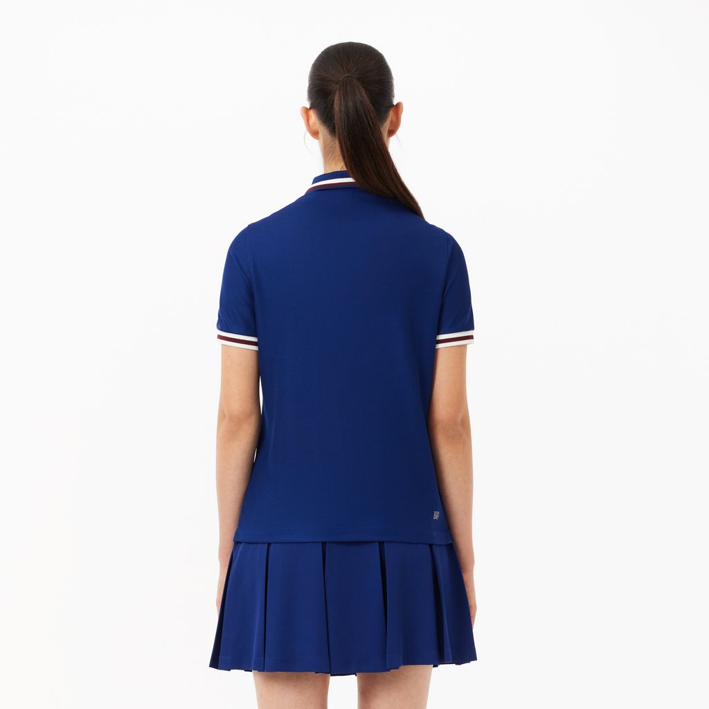 Áo Polo Tennis Lacoste Nữ Cổ Sọc Chống Tia Cực Tím