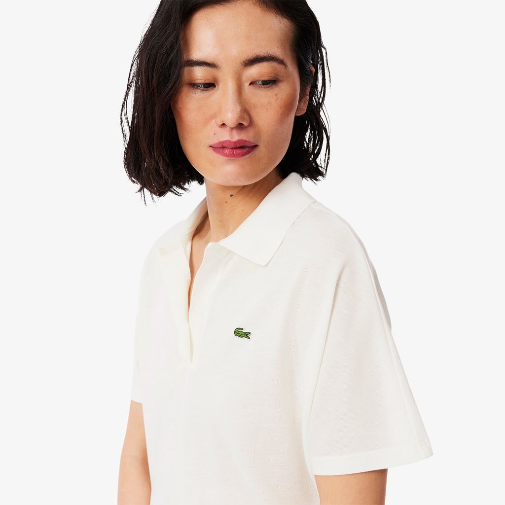 Áo Polo Lacoste Nữ Dáng Rộng Chất Liệu Piqué Mềm Mại