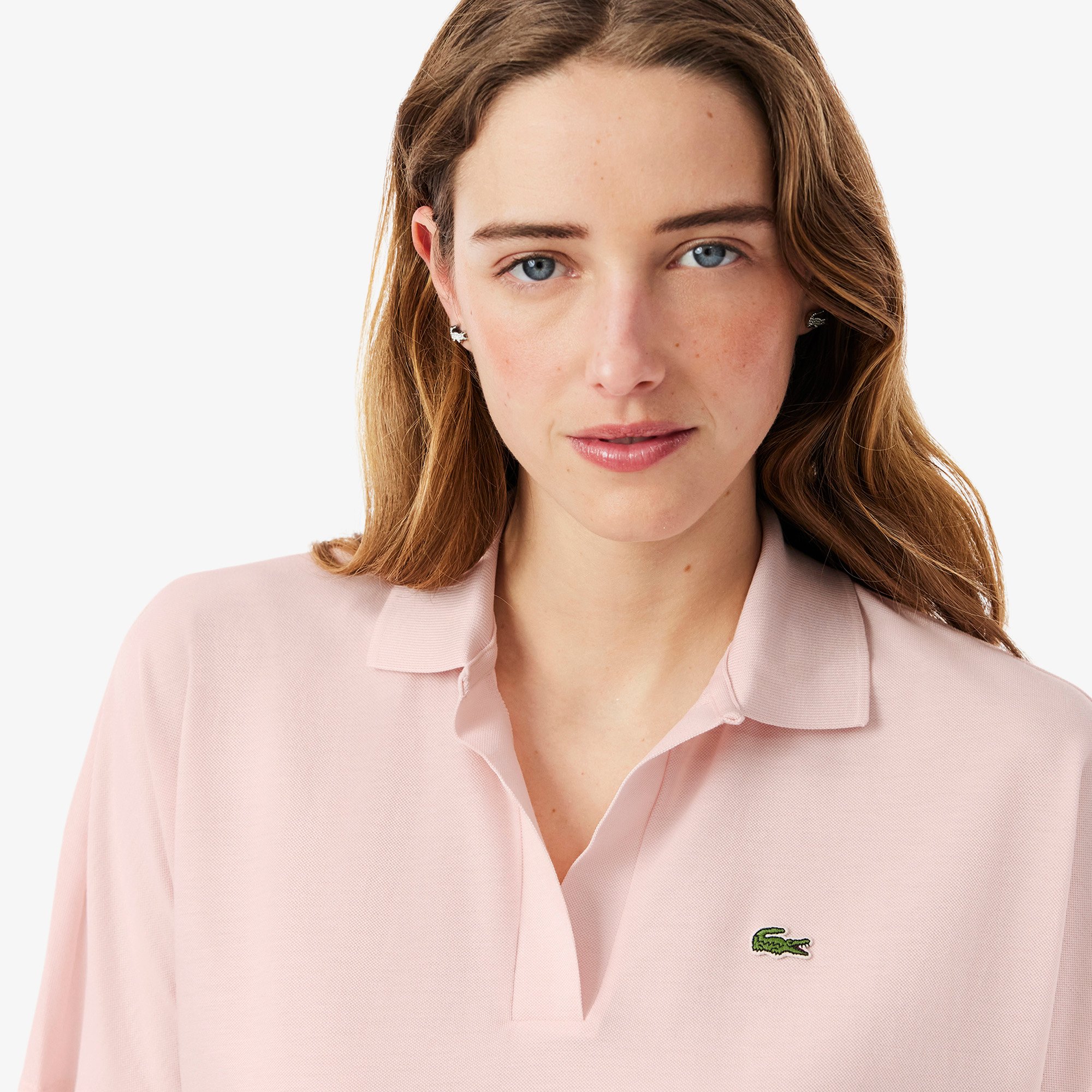 Áo Polo Lacoste Nữ Dáng Rộng Chất Liệu Piqué Mềm Mại