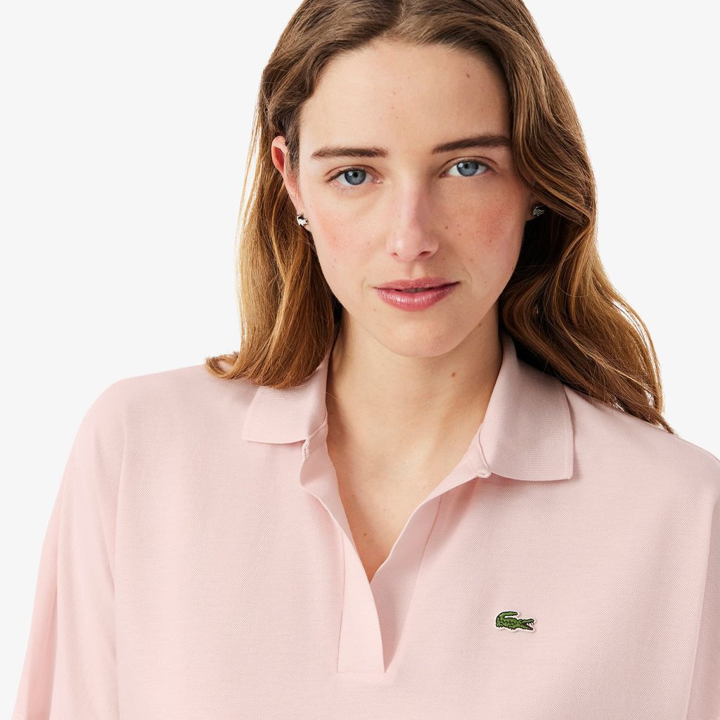 Áo Polo Lacoste Nữ Dáng Rộng Chất Liệu Piqué Mềm Mại