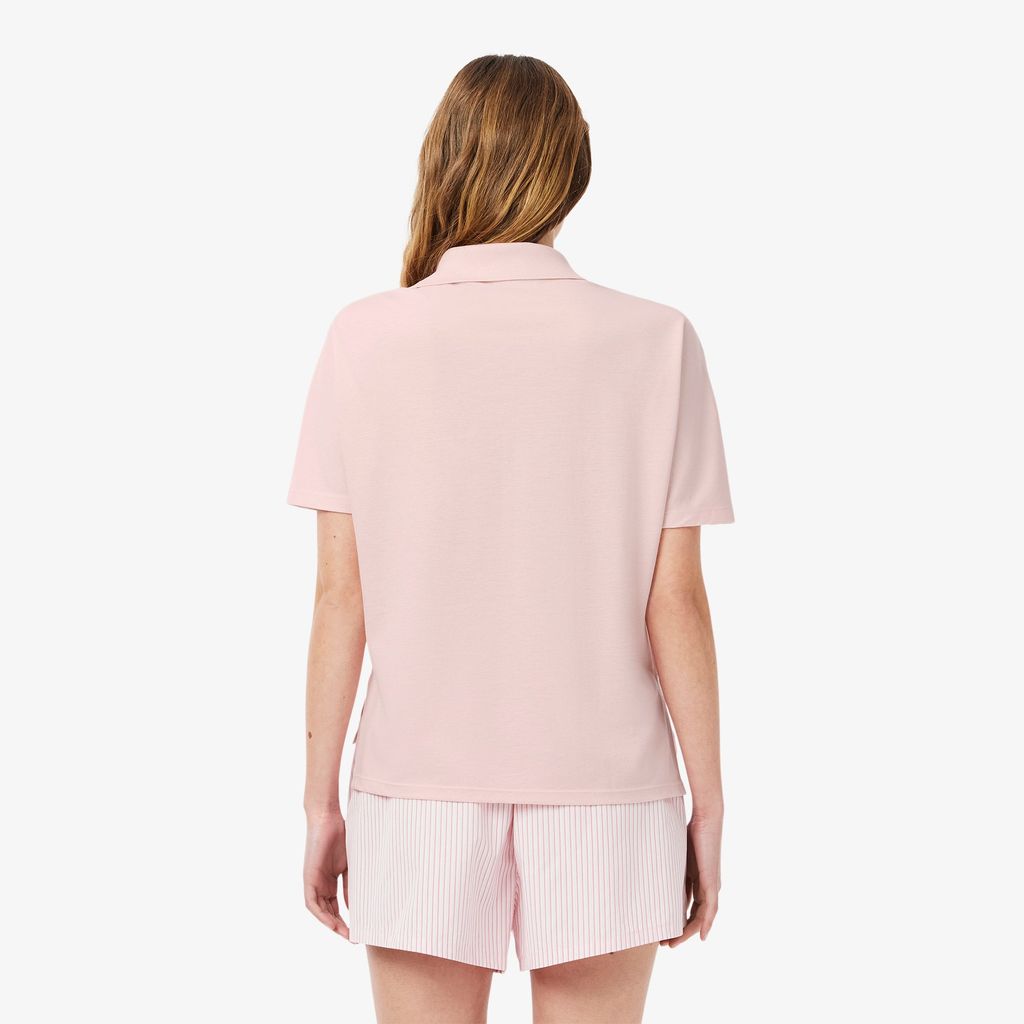 Áo Polo Lacoste Nữ Dáng Rộng Chất Liệu Piqué Mềm Mại