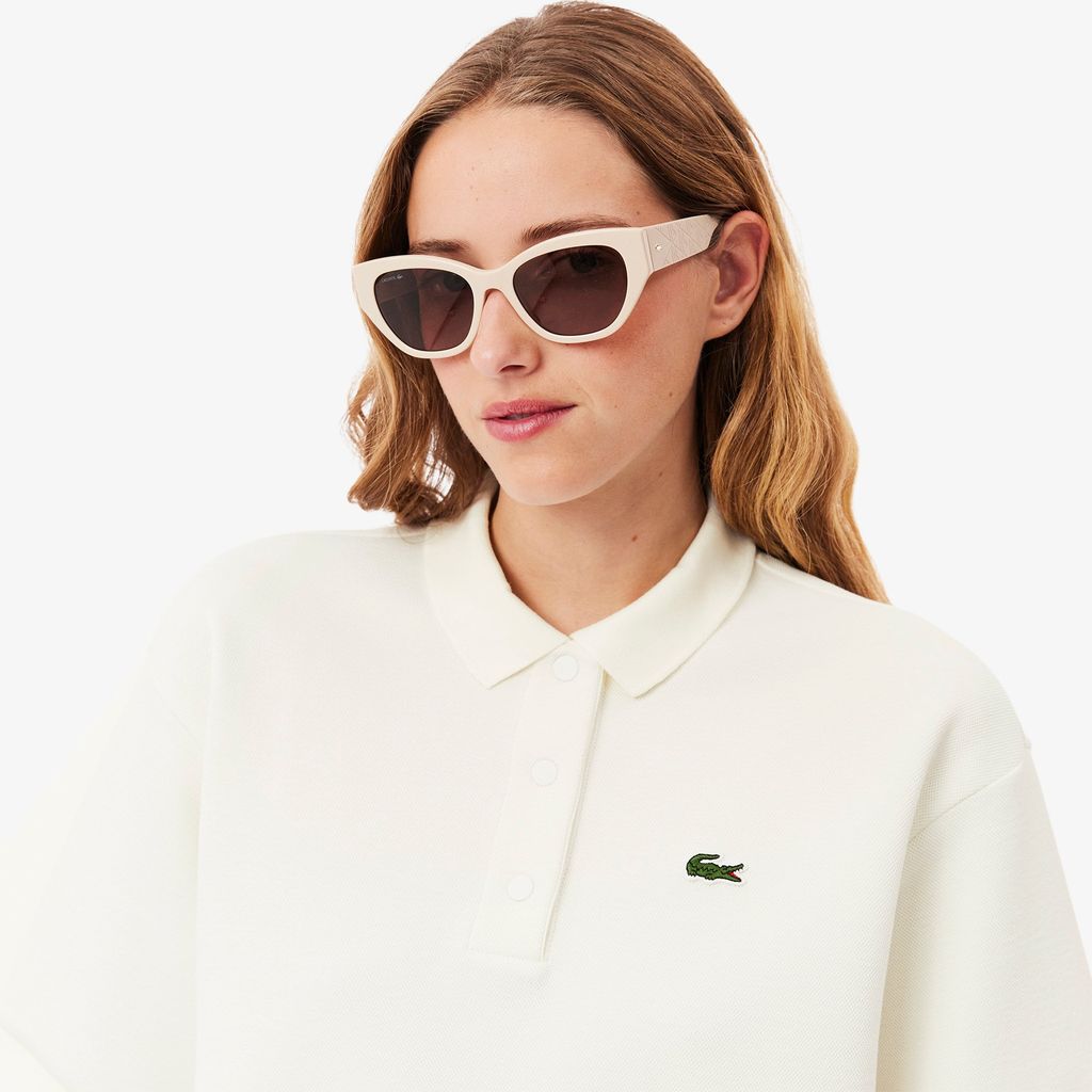 Áo Polo Lacoste Nữ Dáng Rộng Chất Liệu Cotton Piqué Hai Mặt