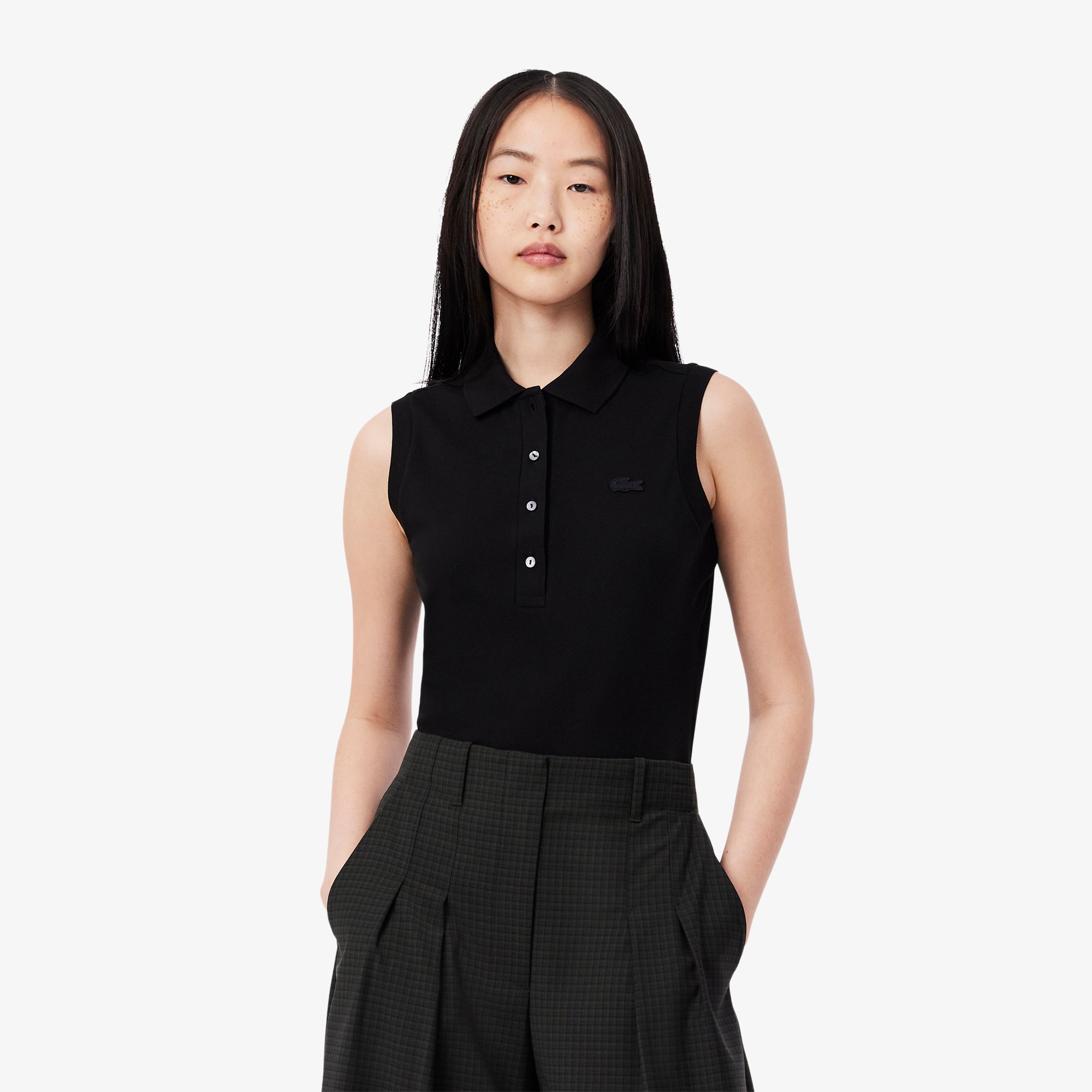 Áo Polo Lacoste Nữ L.12.D Piqué Ôm Dáng Sát Nách Co Dãn
