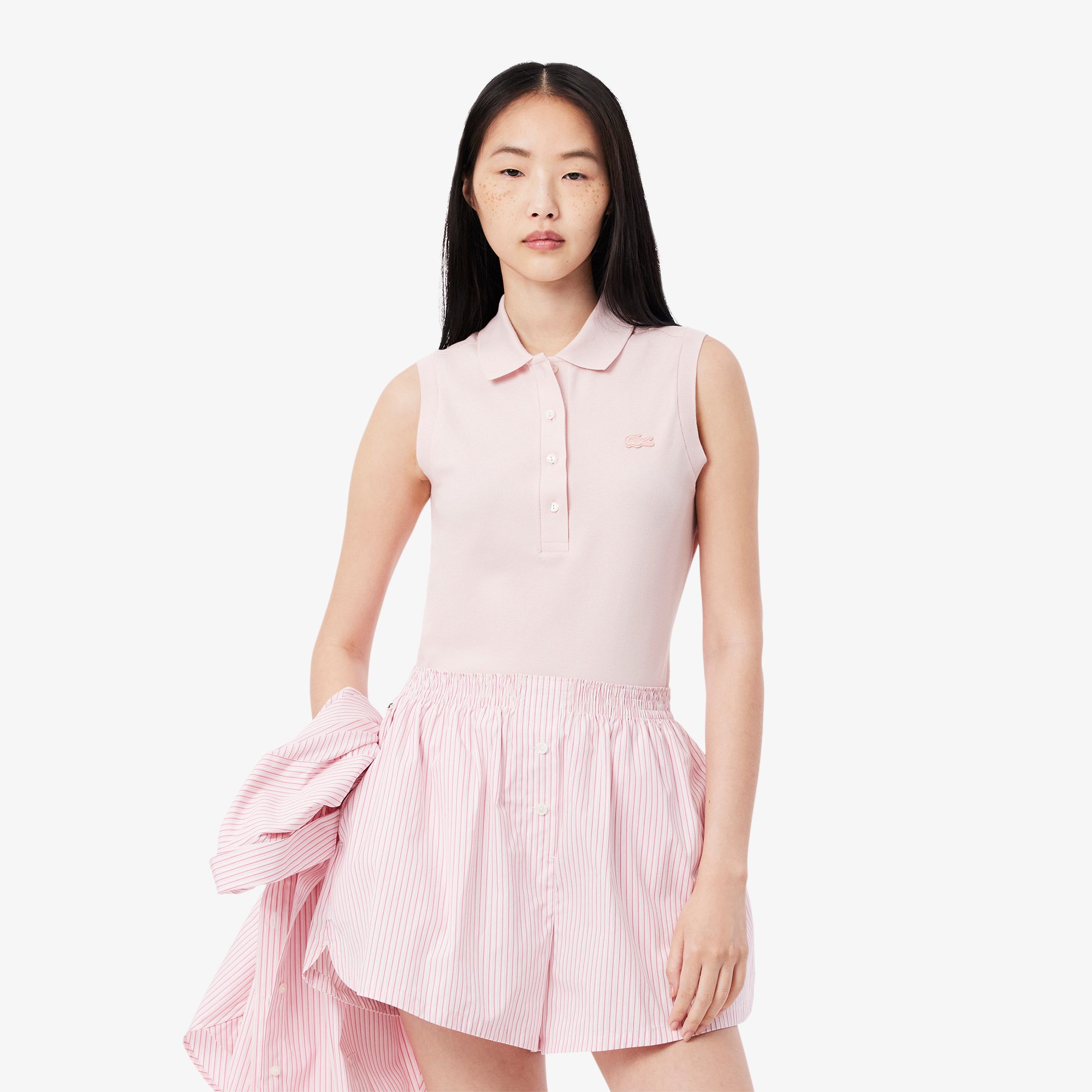 Áo Polo Lacoste Nữ L.12.D Piqué Ôm Dáng Sát Nách Co Dãn