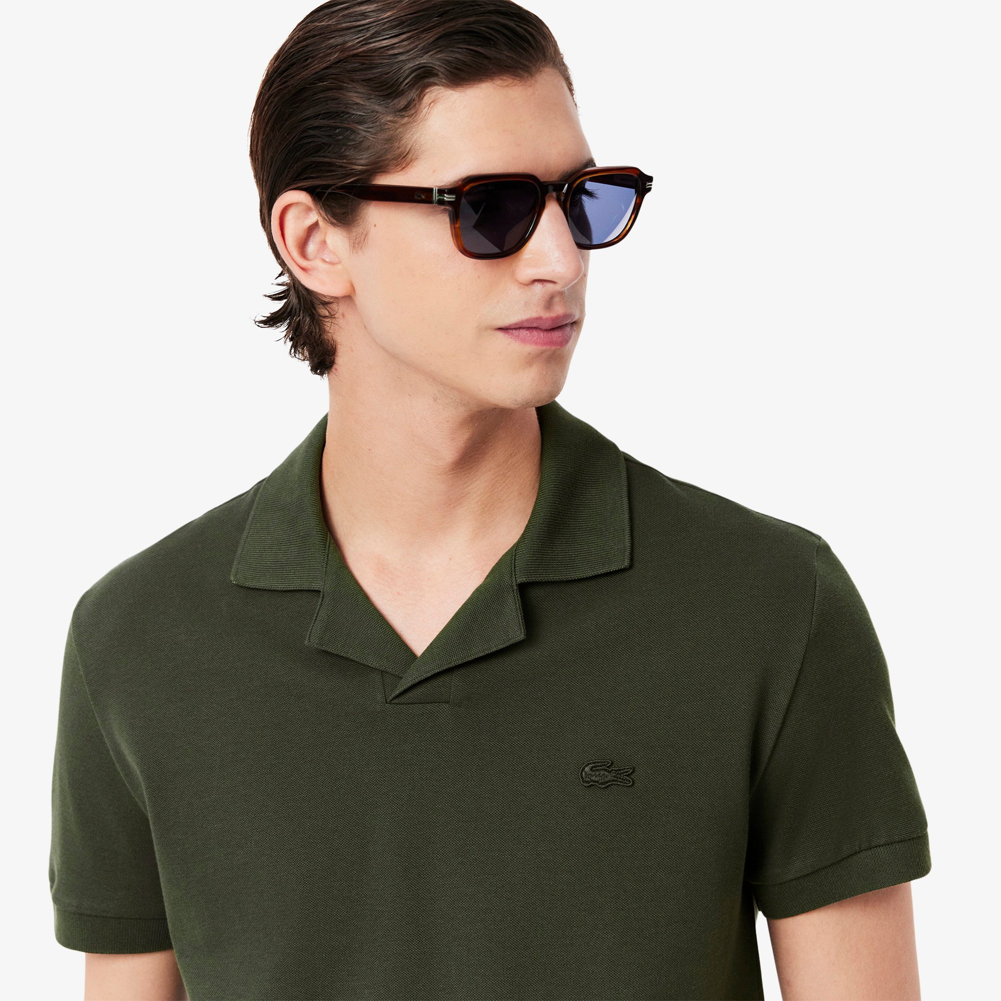 Áo Polo Lacoste Nam Paris Dáng Cổ Điển Cổ Mở