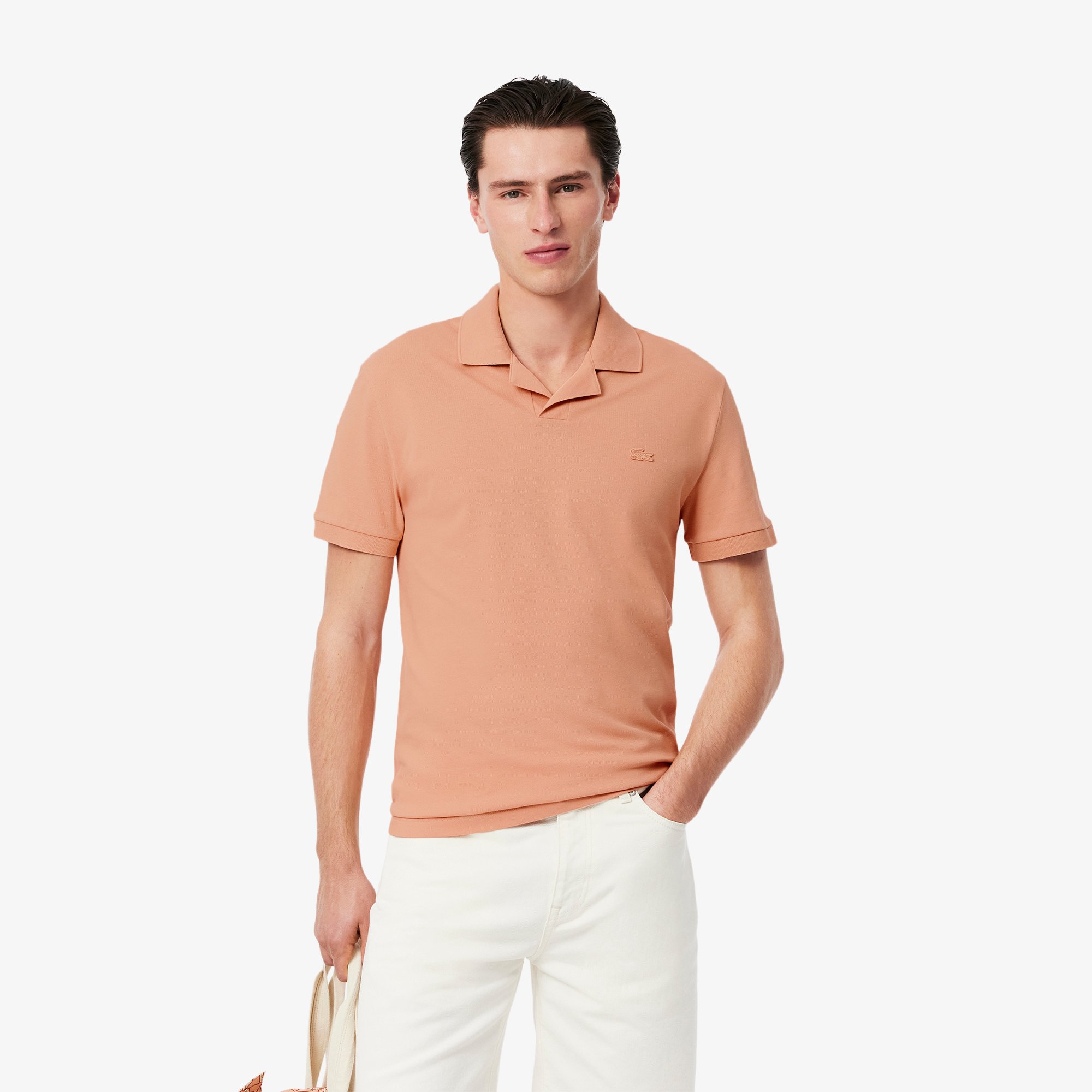 Áo Polo Lacoste Nam Paris Dáng Cổ Điển Cổ Mở