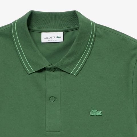 Áo Polo Lacoste Nam Dáng Suông Có Cổ Có Sọc Chất Liệu Co Giãn