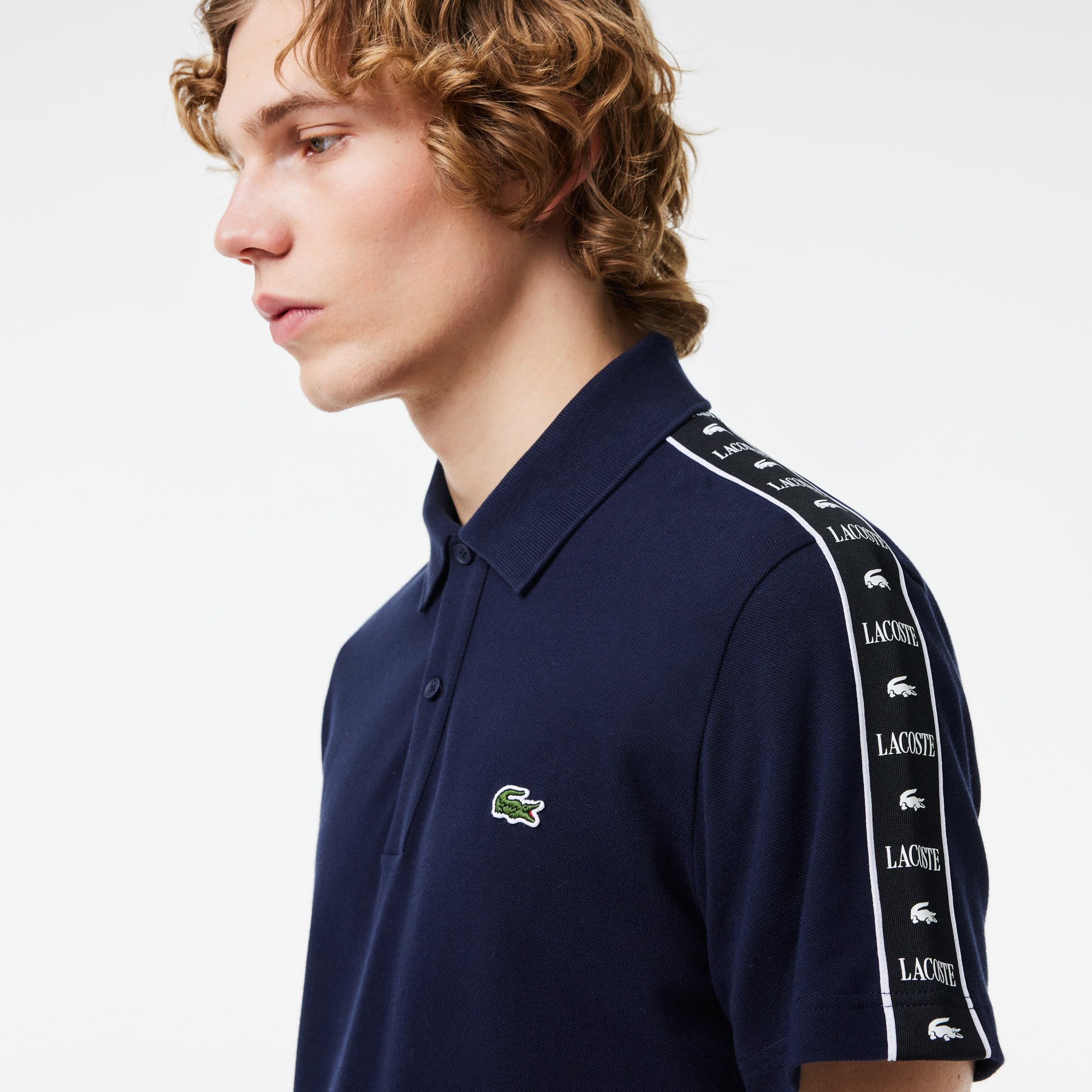 Áo Polo Lacoste Nam Piqué Dáng Suông Có Sọc