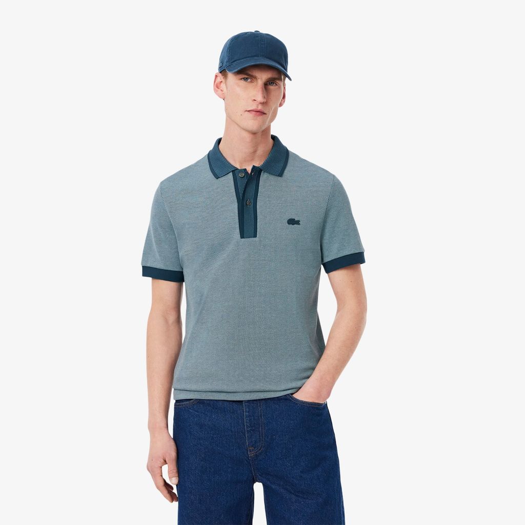 Áo Polo Lacoste Nam Dáng Suông Chất Liệu Piqué Họa Tiết Caviar Nổi