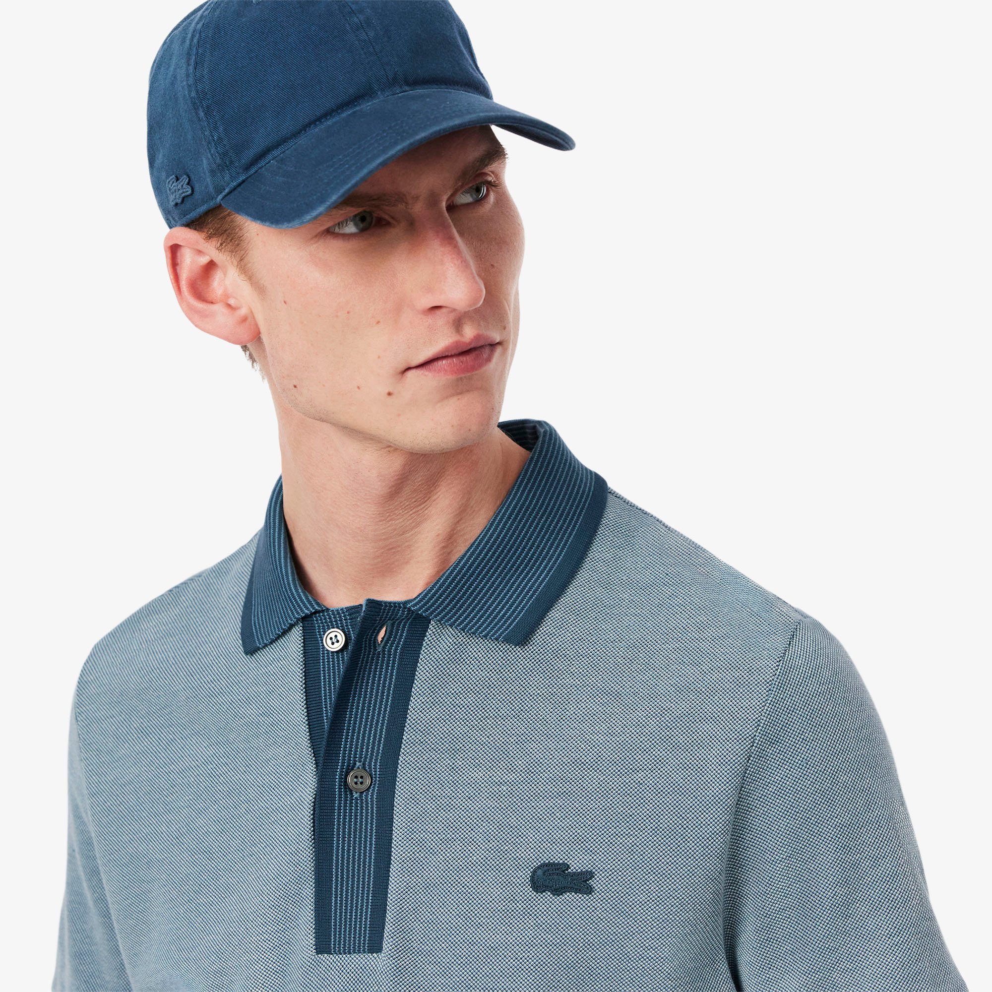 Áo Polo Lacoste Nam Dáng Suông Chất Liệu Piqué Họa Tiết Caviar Nổi