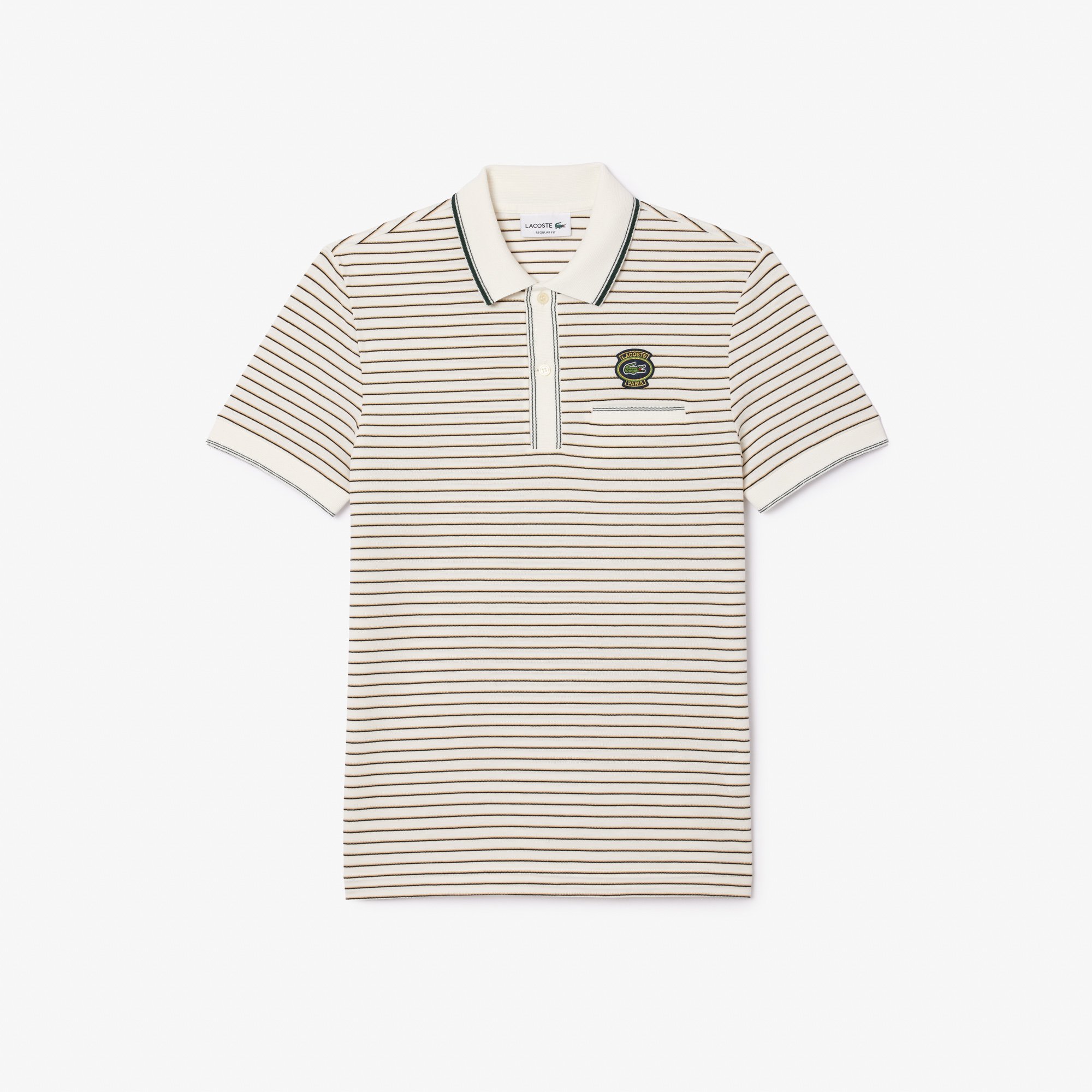 Áo Polo Lacoste Nam Sọc Ngang Chất Liệu Piqué Có Huy Hiệu