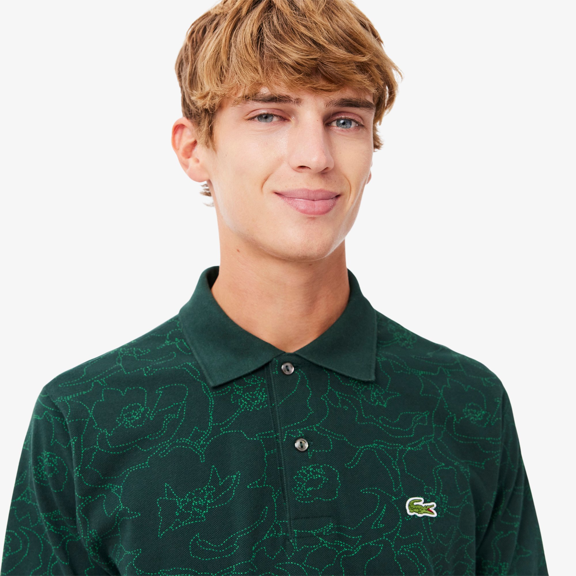 Áo Polo Lacoste Nam Dáng Cổ Điển L.12.12 Họa Tiết In Hoa