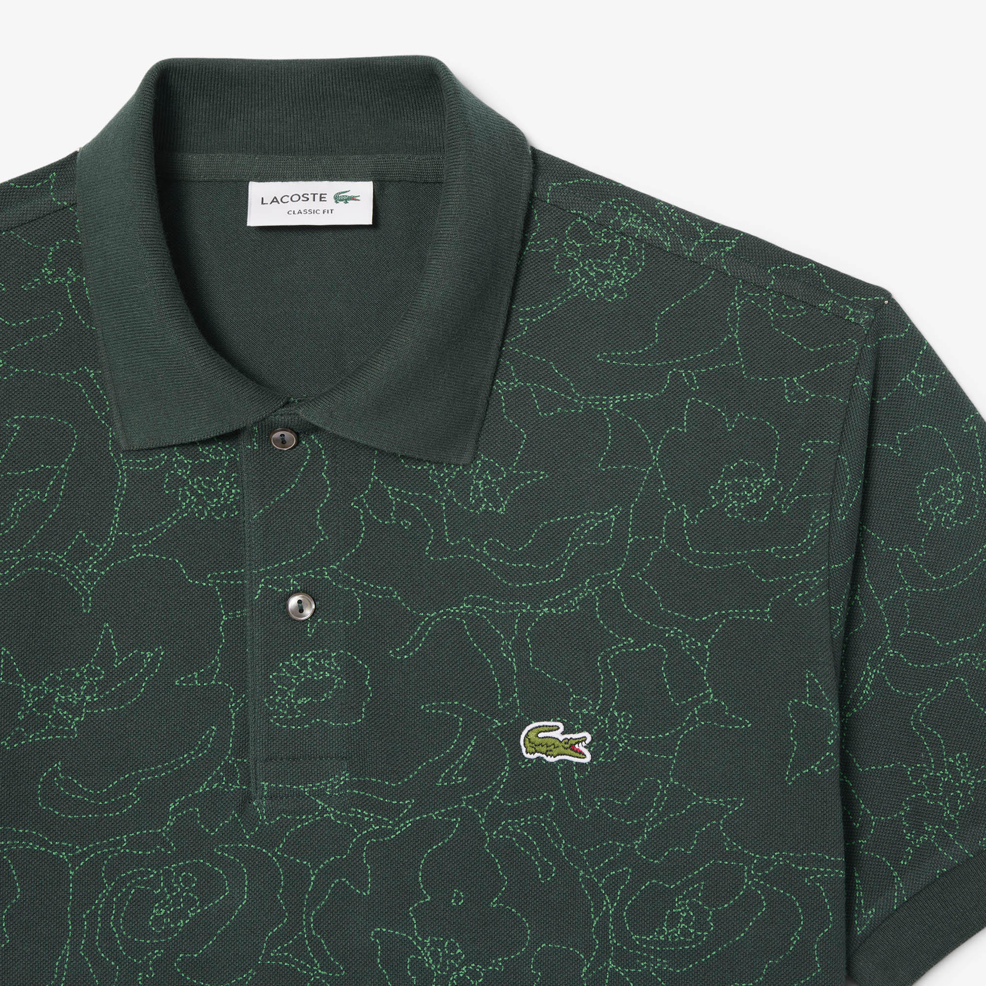 Áo Polo Lacoste Nam Dáng Cổ Điển L.12.12 Họa Tiết In Hoa