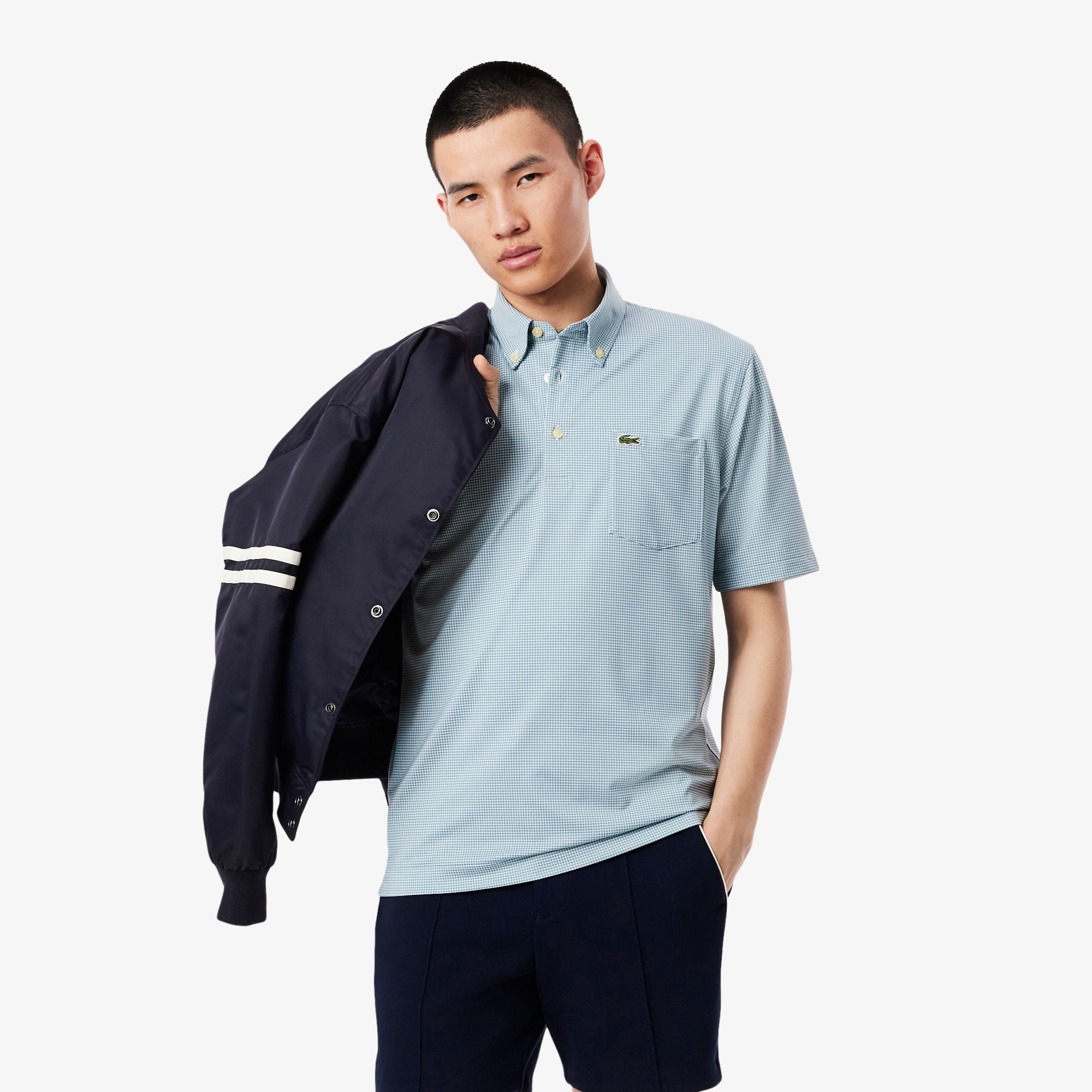 Áo Polo Lacoste Nam Dáng Suông Piqué Họa Tiết Caro