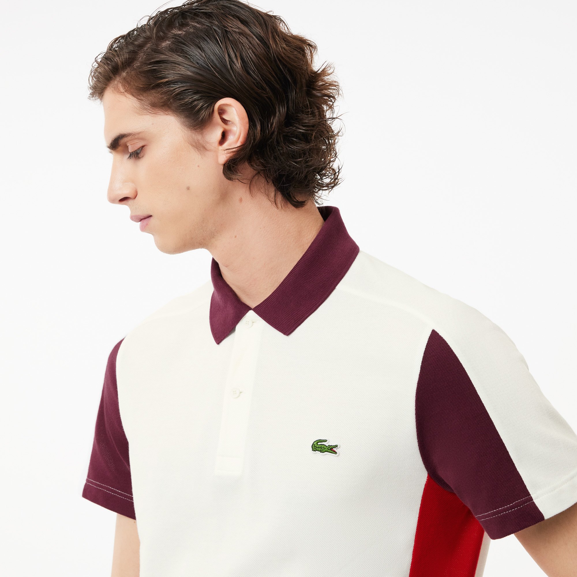 Áo Polo Lacoste Nam Dáng Suông Họa Tiết Colour Block