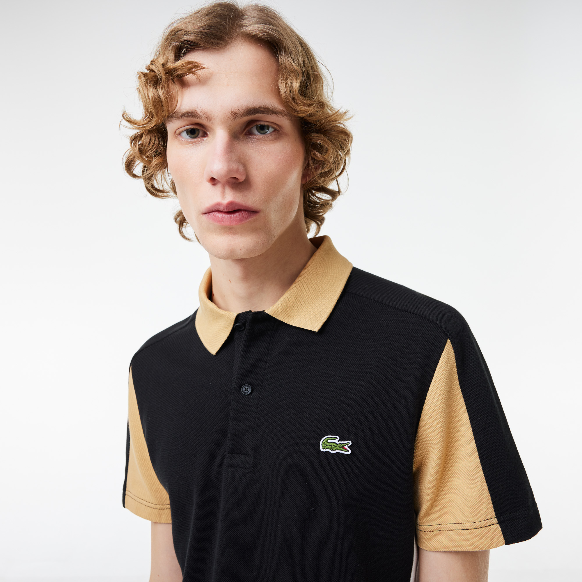 Áo Polo Lacoste Nam Dáng Suông Họa Tiết Colour Block