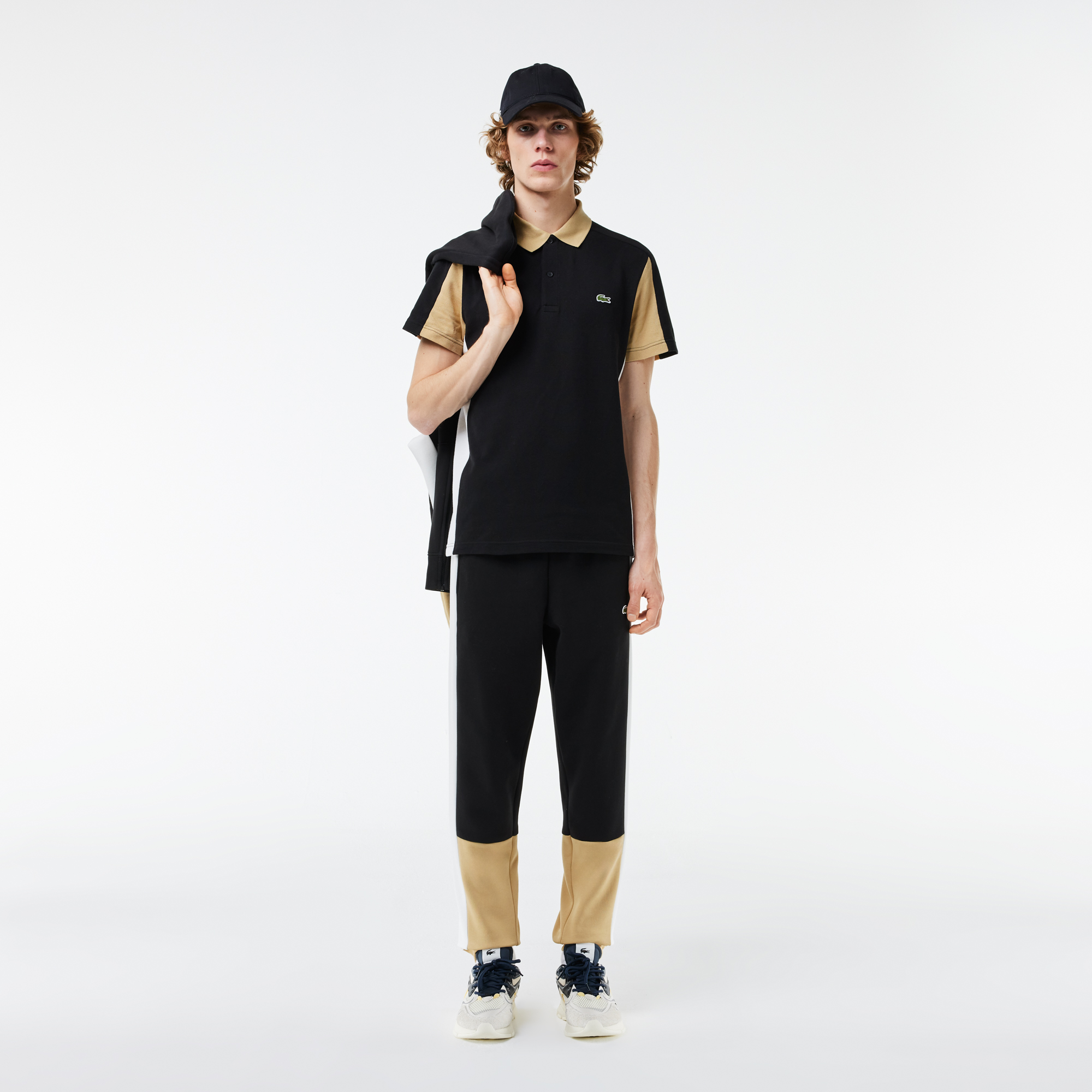 Áo Polo Lacoste Nam Dáng Suông Họa Tiết Colour Block