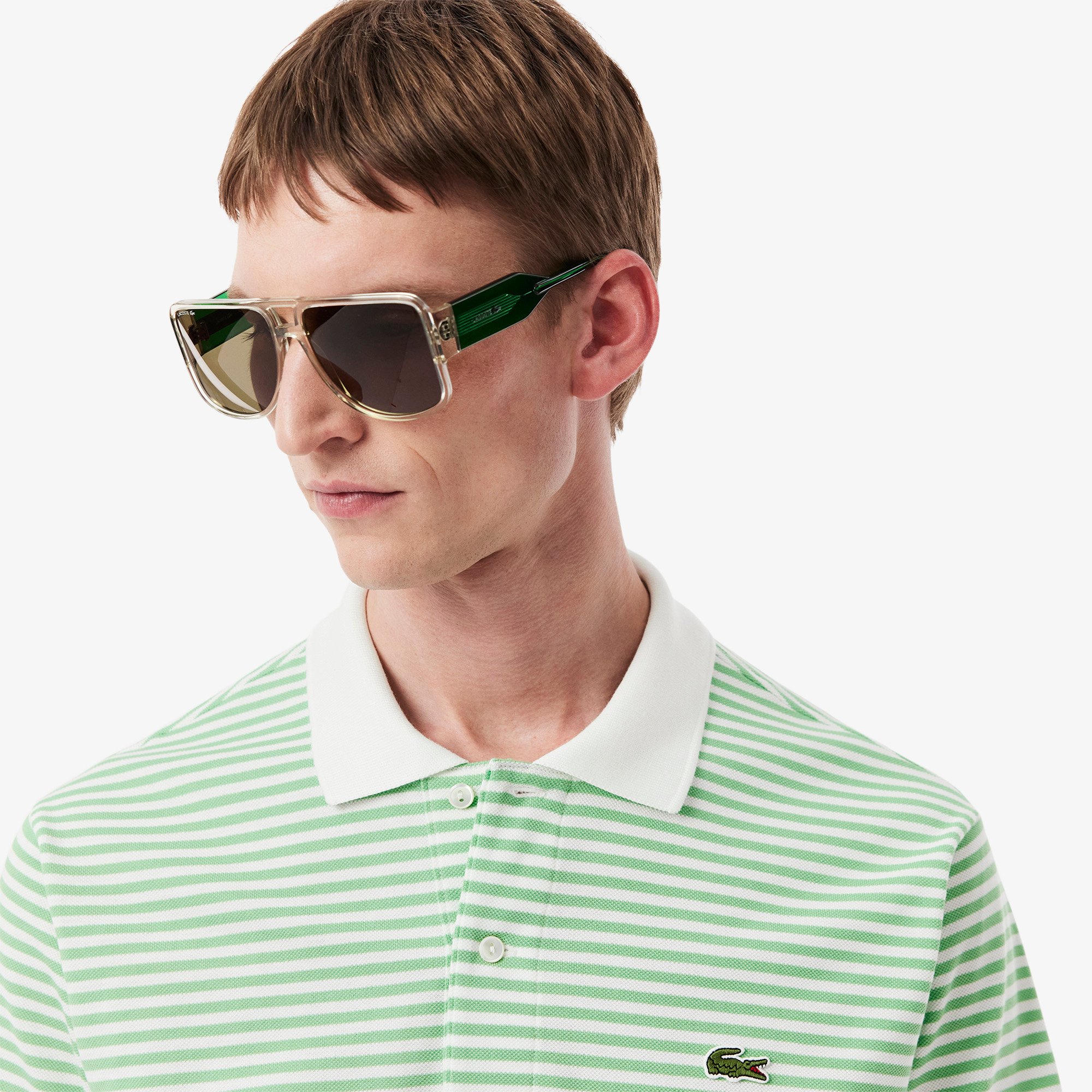Áo Polo Lacoste Nam Original L.12.12 Sọc Chất Liệu Cotton