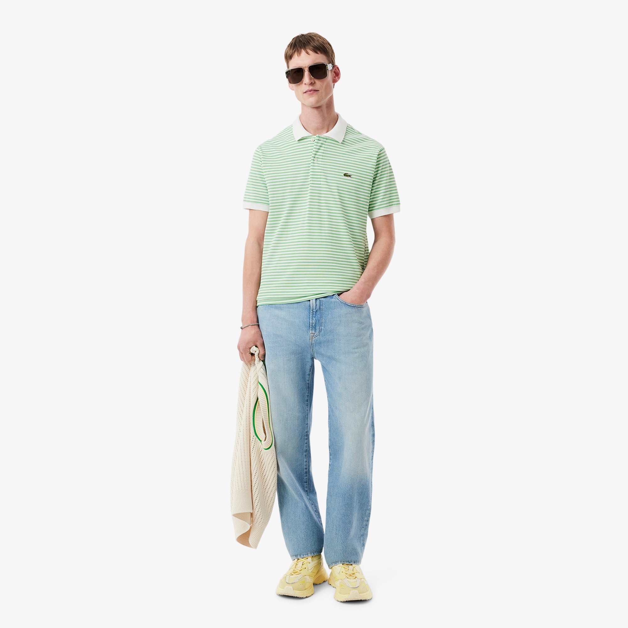 Áo Polo Lacoste Nam Original L.12.12 Sọc Chất Liệu Cotton