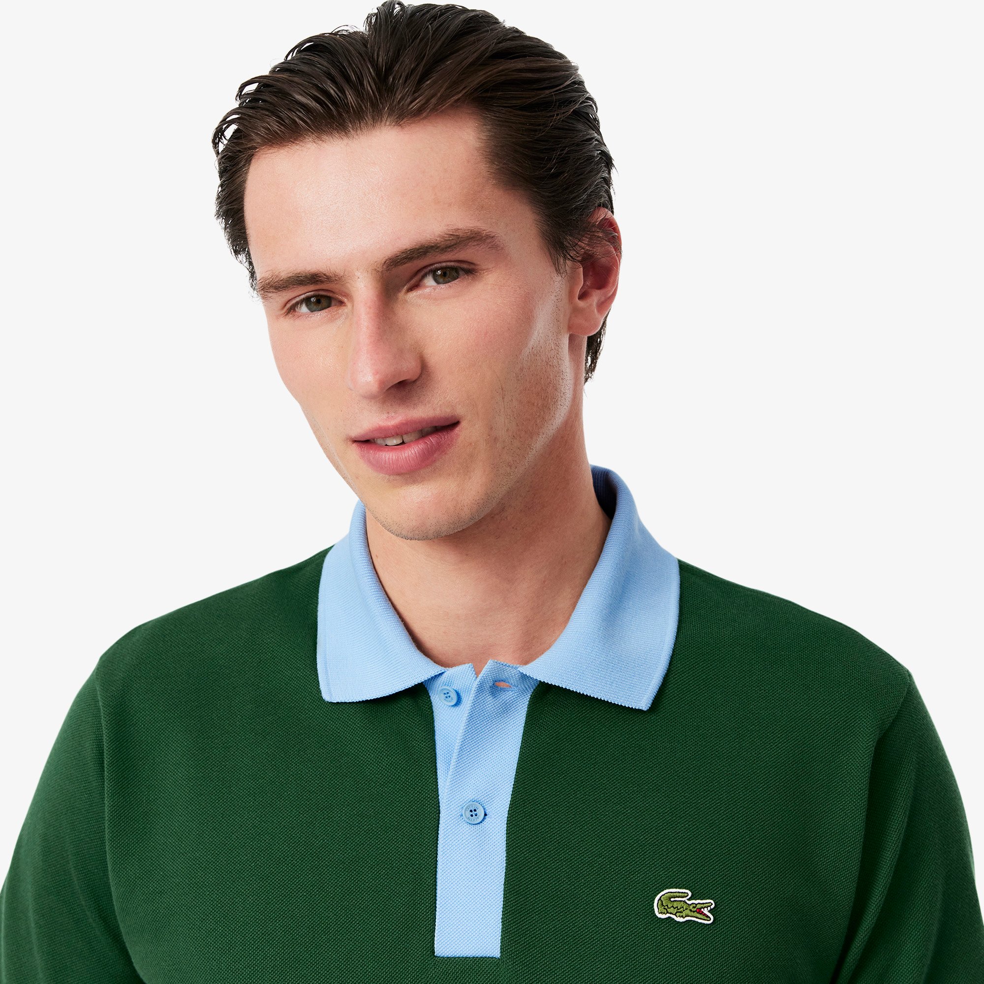 Áo Polo Lacoste Nam L.12.12 Dáng Cổ Điển Có Cổ Phối Màu