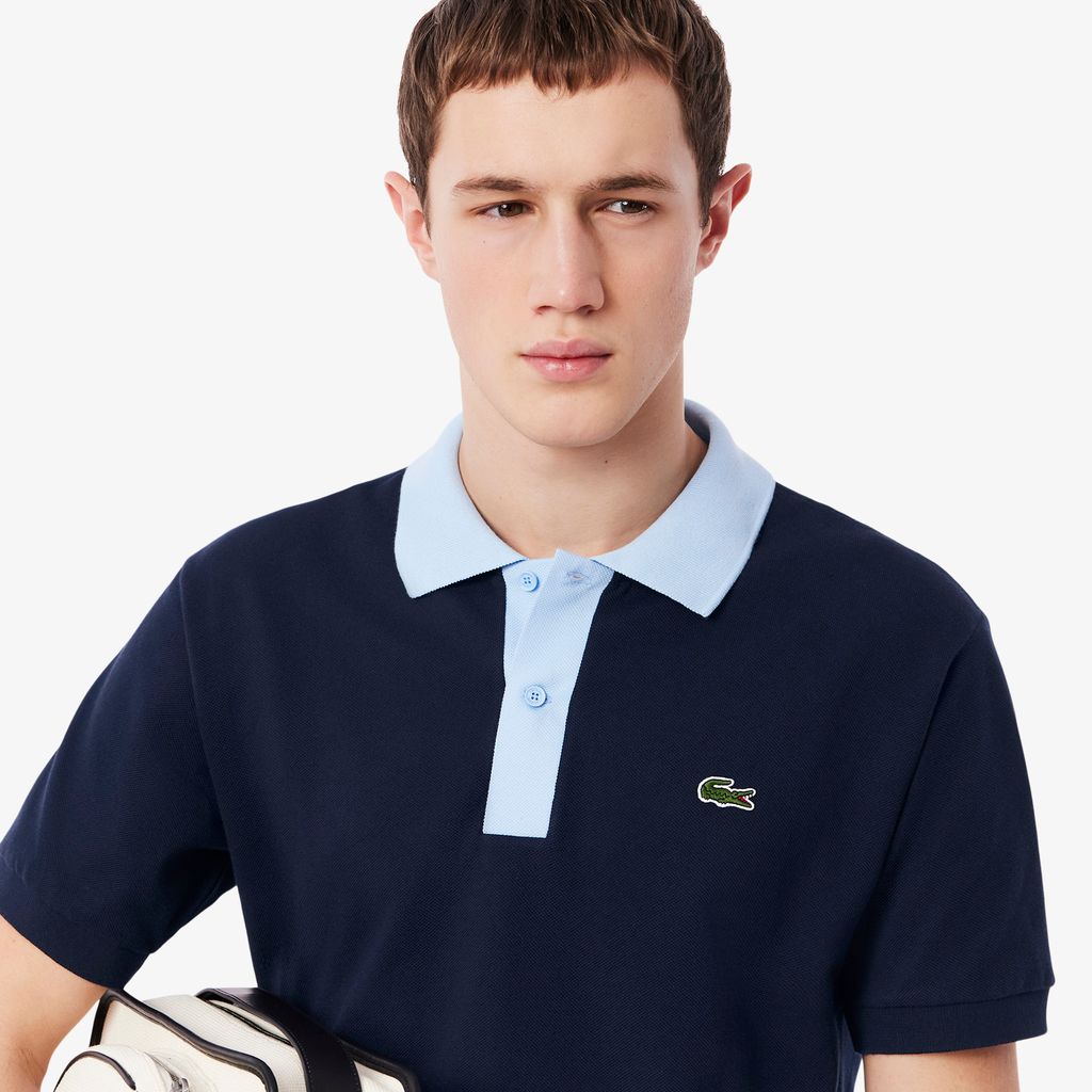 Áo Polo Lacoste Nam L.12.12 Dáng Cổ Điển Có Cổ Phối Màu